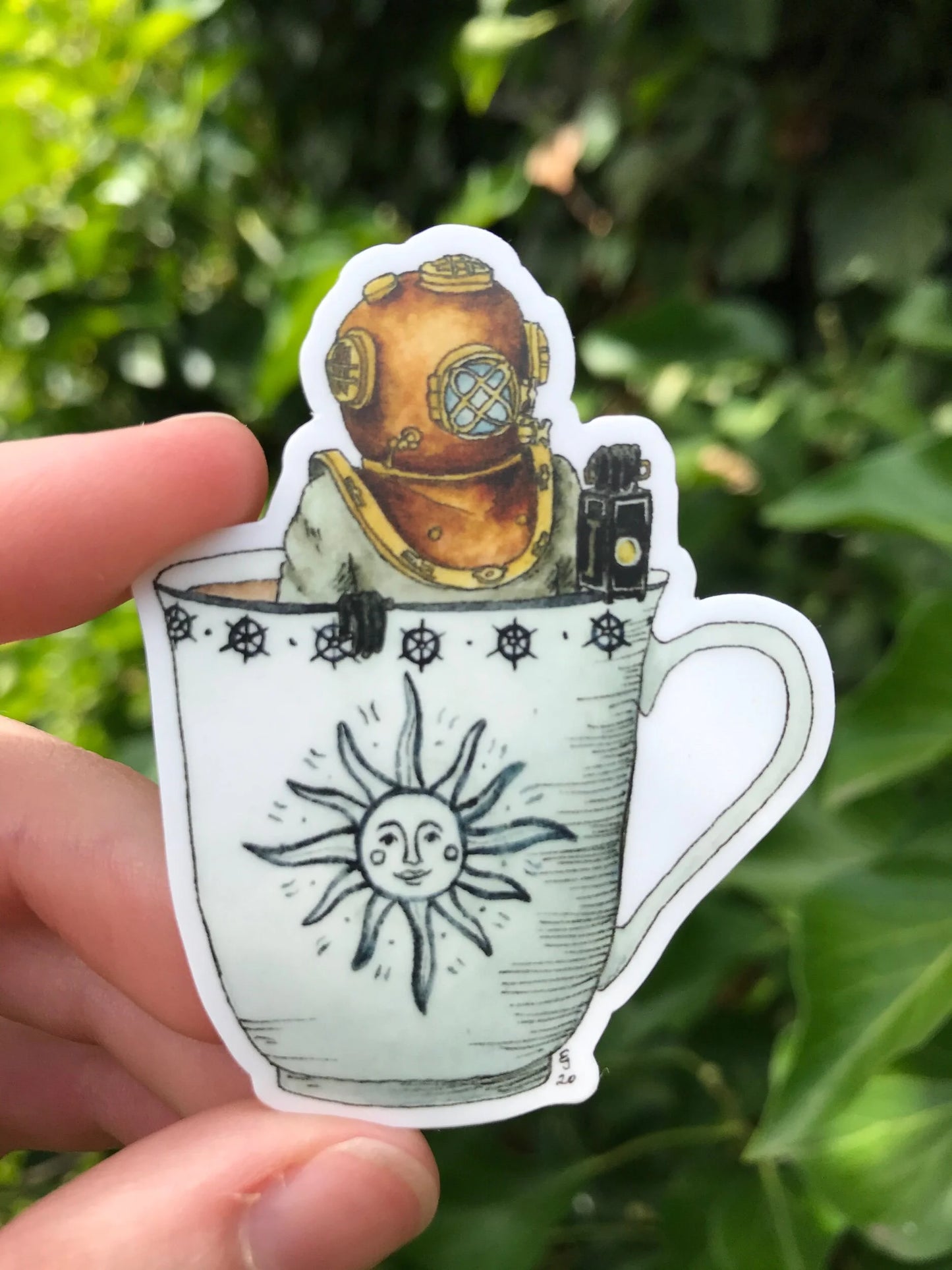Diver in a Teacup Sticker