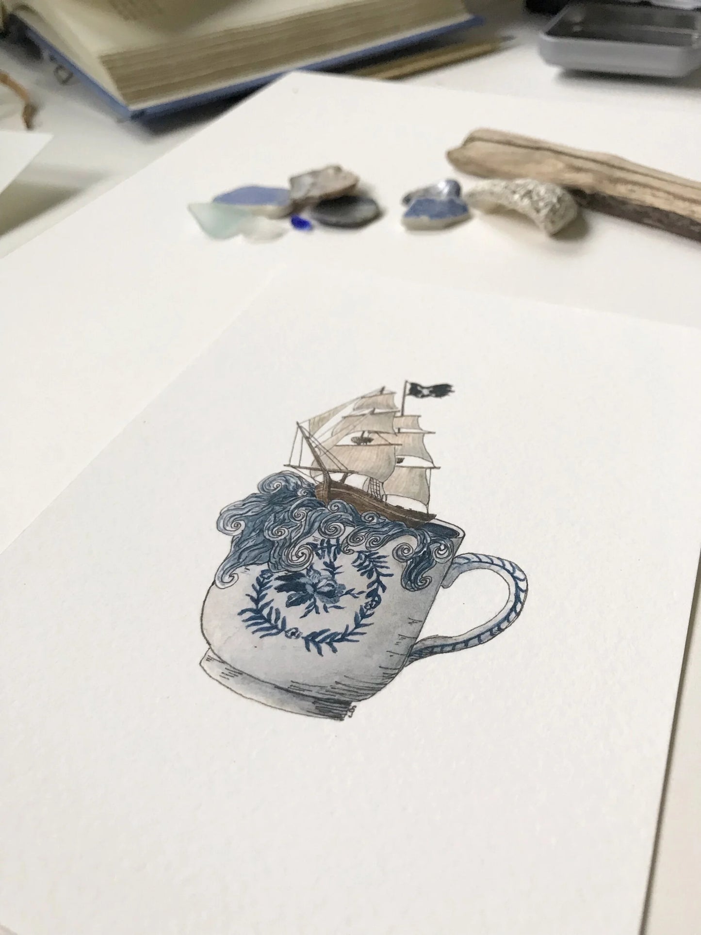 Pirate Ship in a Teacup Giclée Print