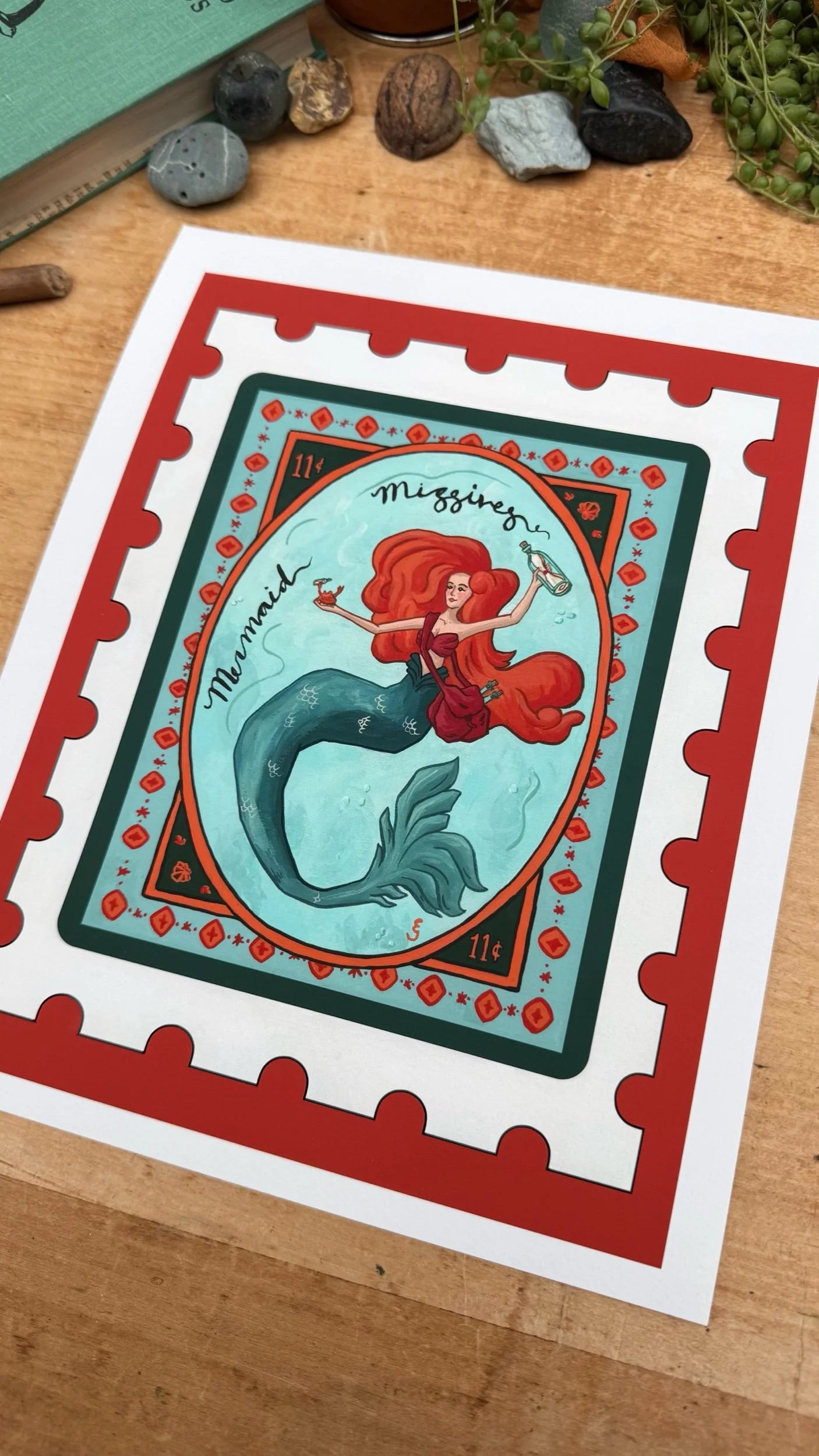Mermaid Missives Stamp Print