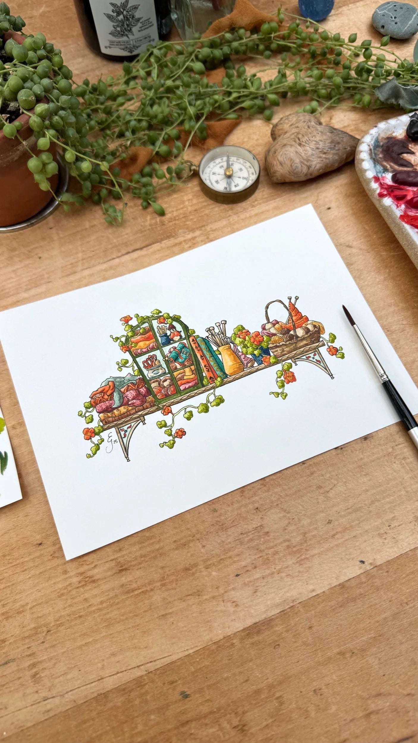 Original Mini Fiber Artist's Shelf Illustration