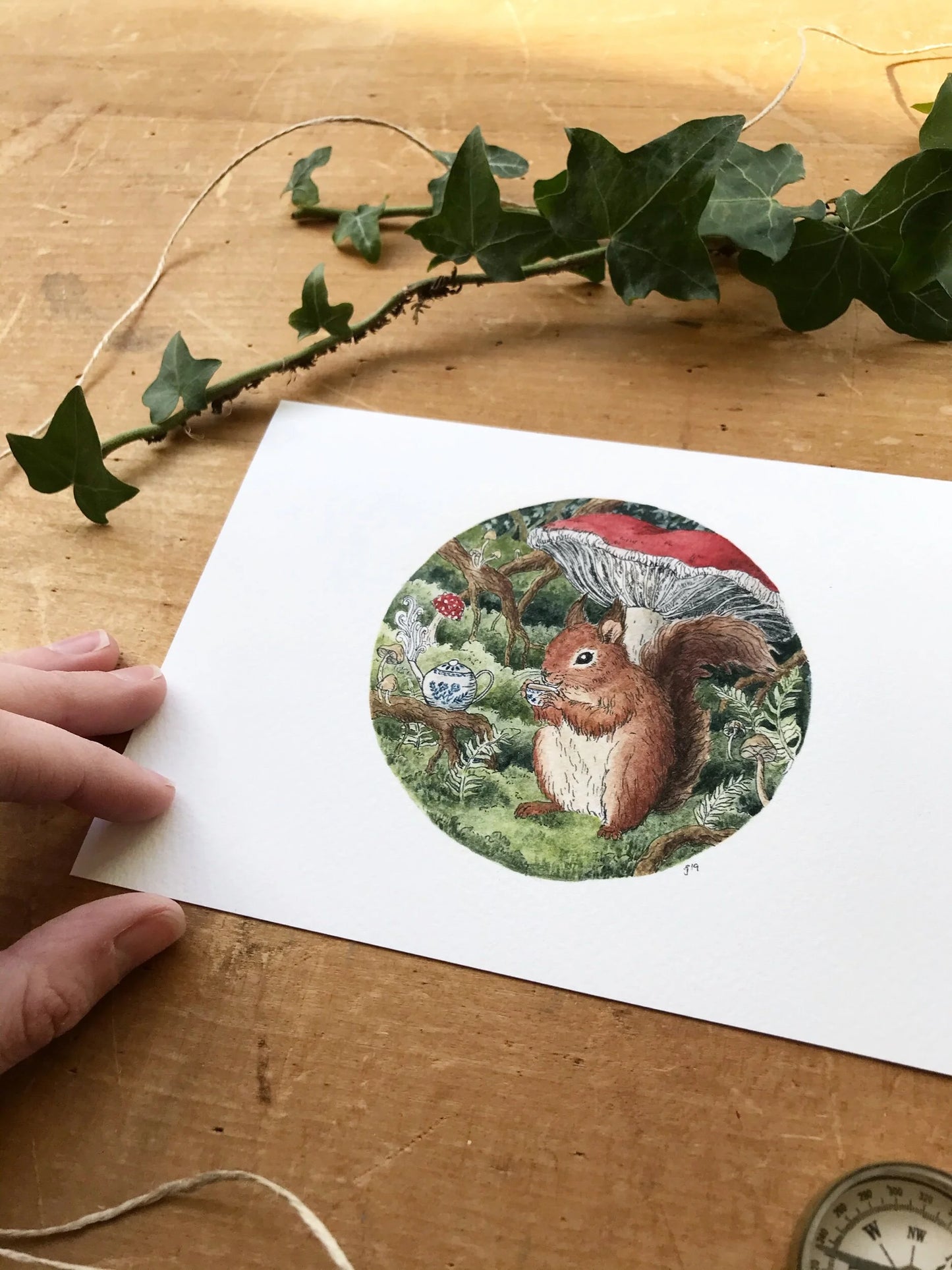 Squirrel and Red Mushroom Giclée Print