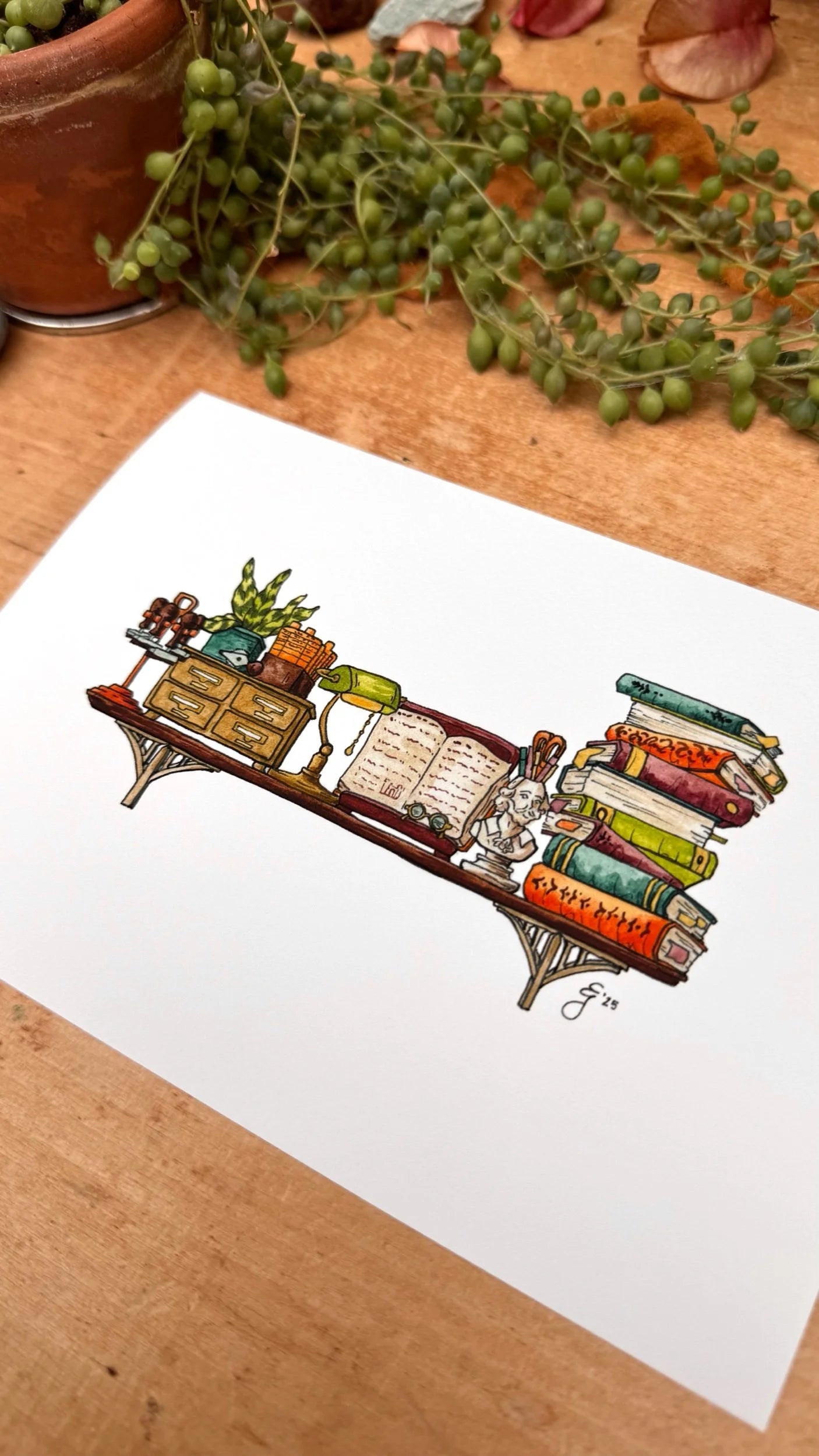 The Mini Librarian's Shelf Giclée Print