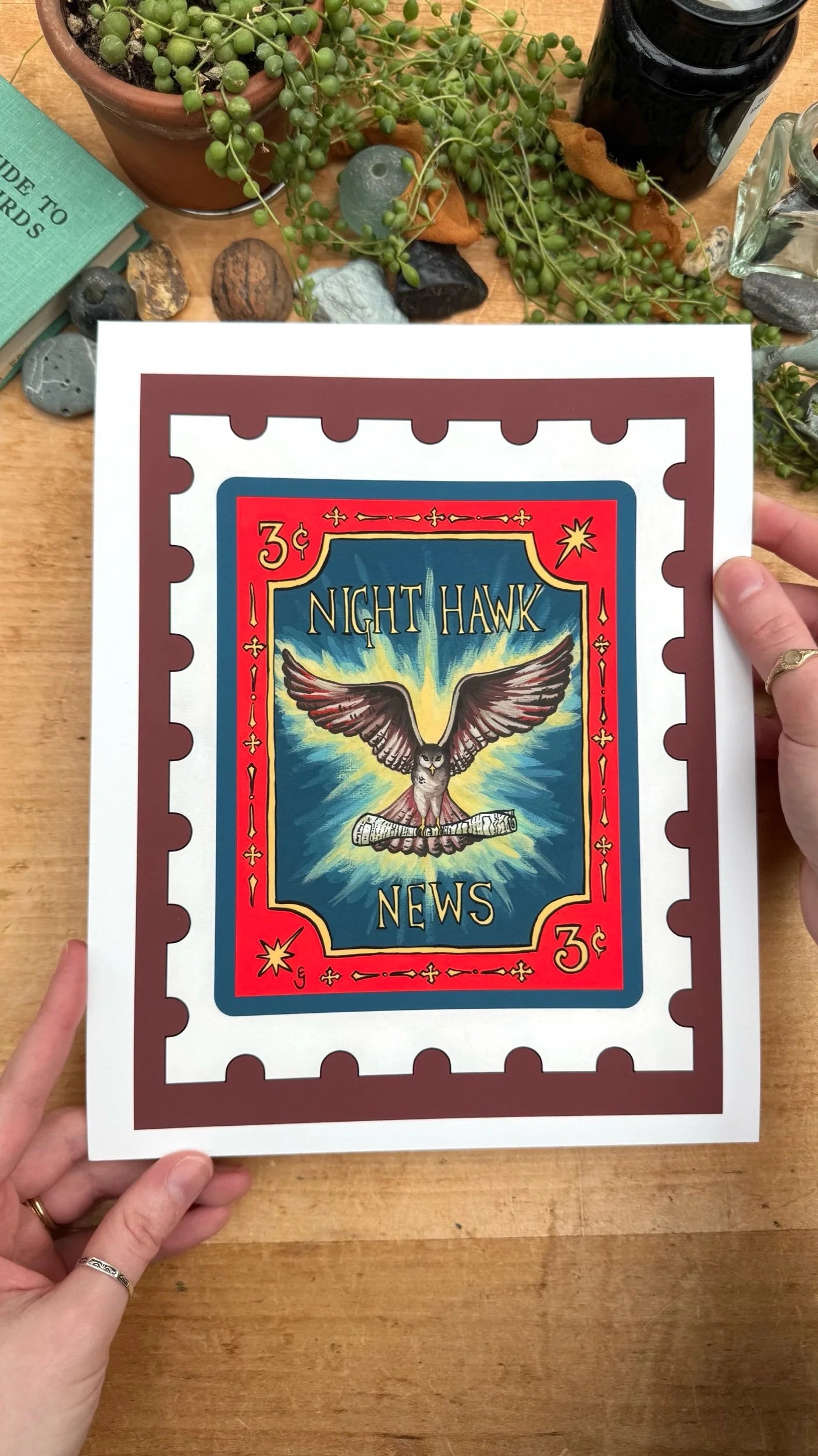 Night Hawk News Stamp Print
