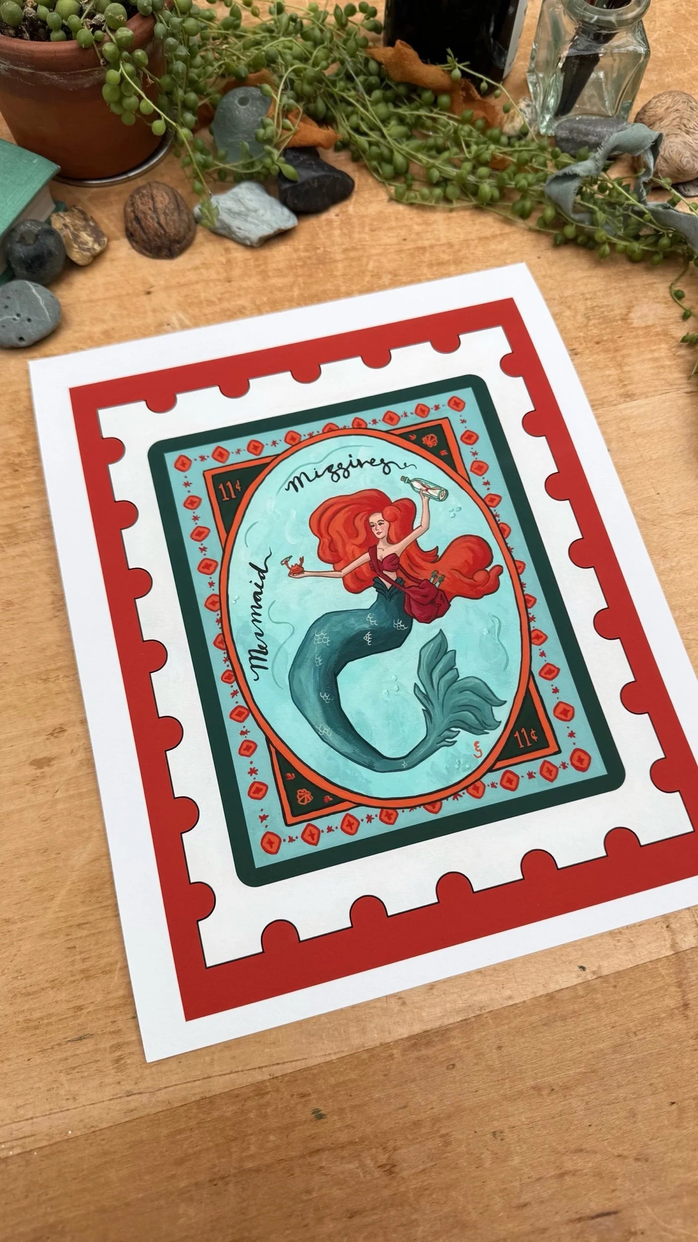 Mermaid Missives Stamp Print
