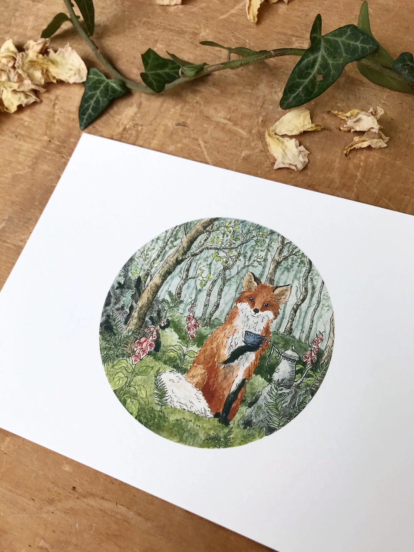 Fox and Foxgloves Giclée Print