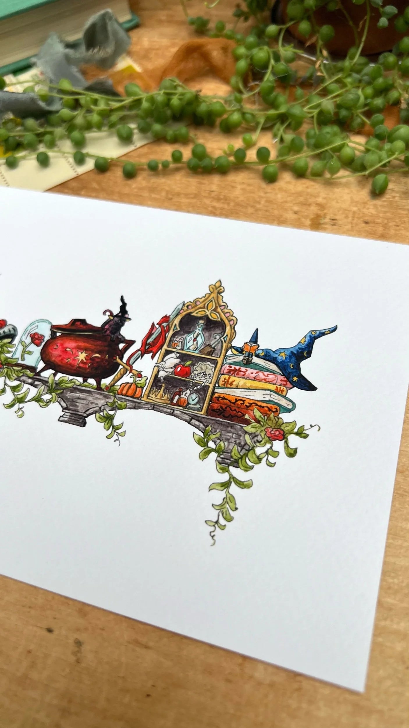 The Mini Storybook Witch's Shelf Giclée Print
