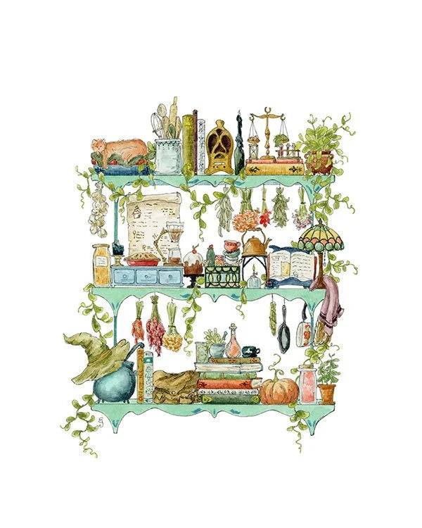 The Kitchen Witch's Shelves Giclée Print