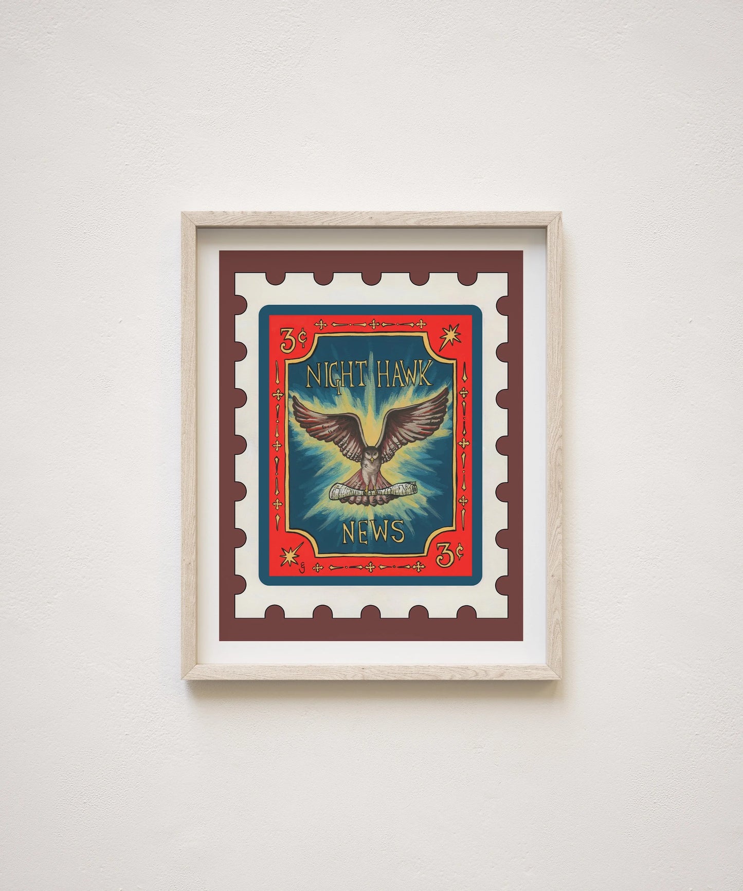 Night Hawk News Stamp Print