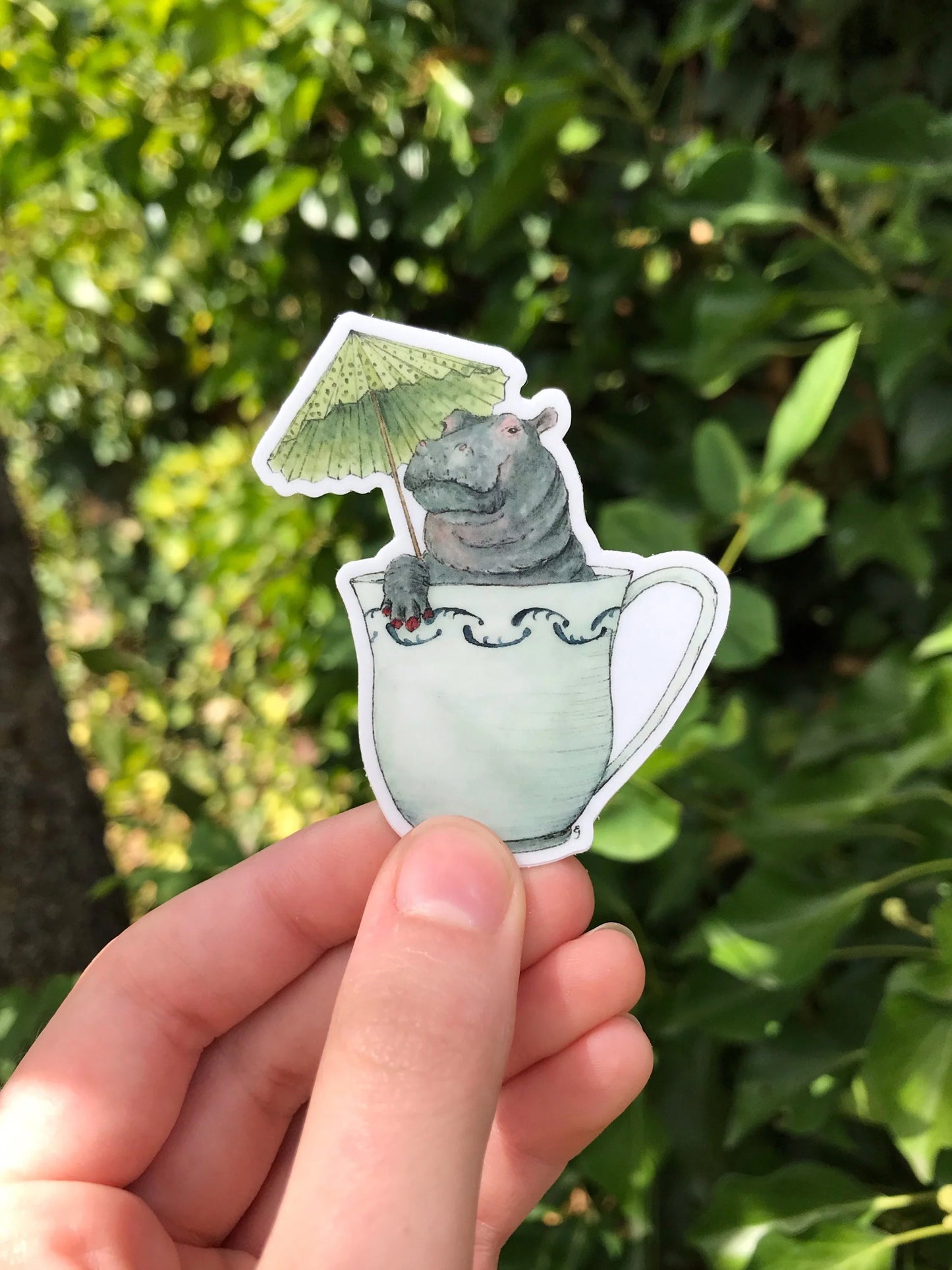 Hippo in a Teacup Sticker