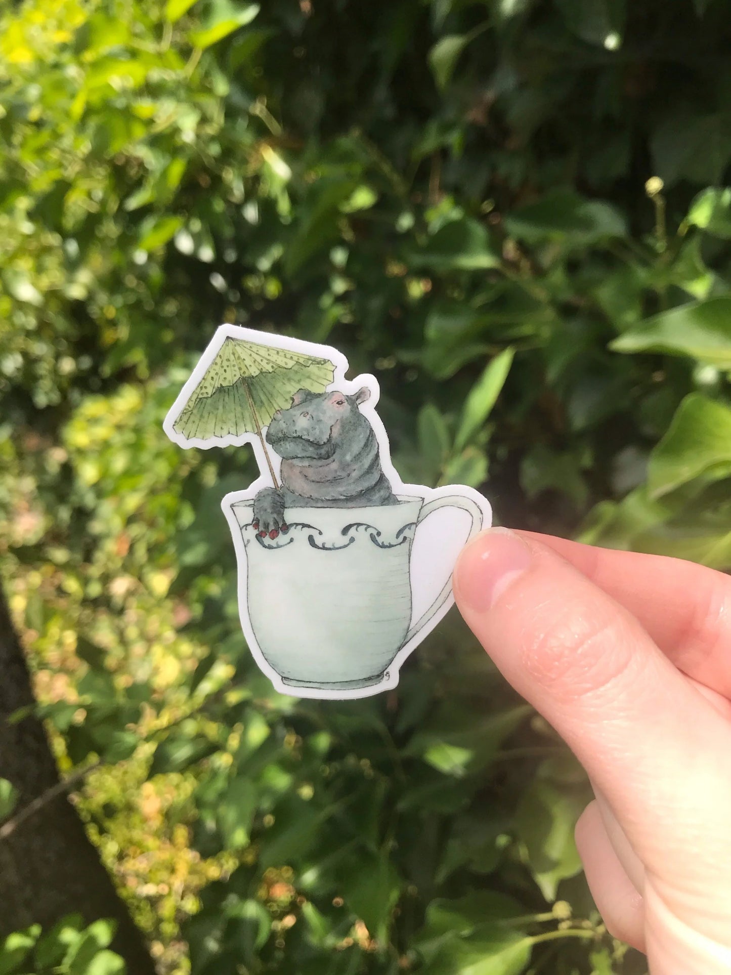 Hippo in a Teacup Sticker