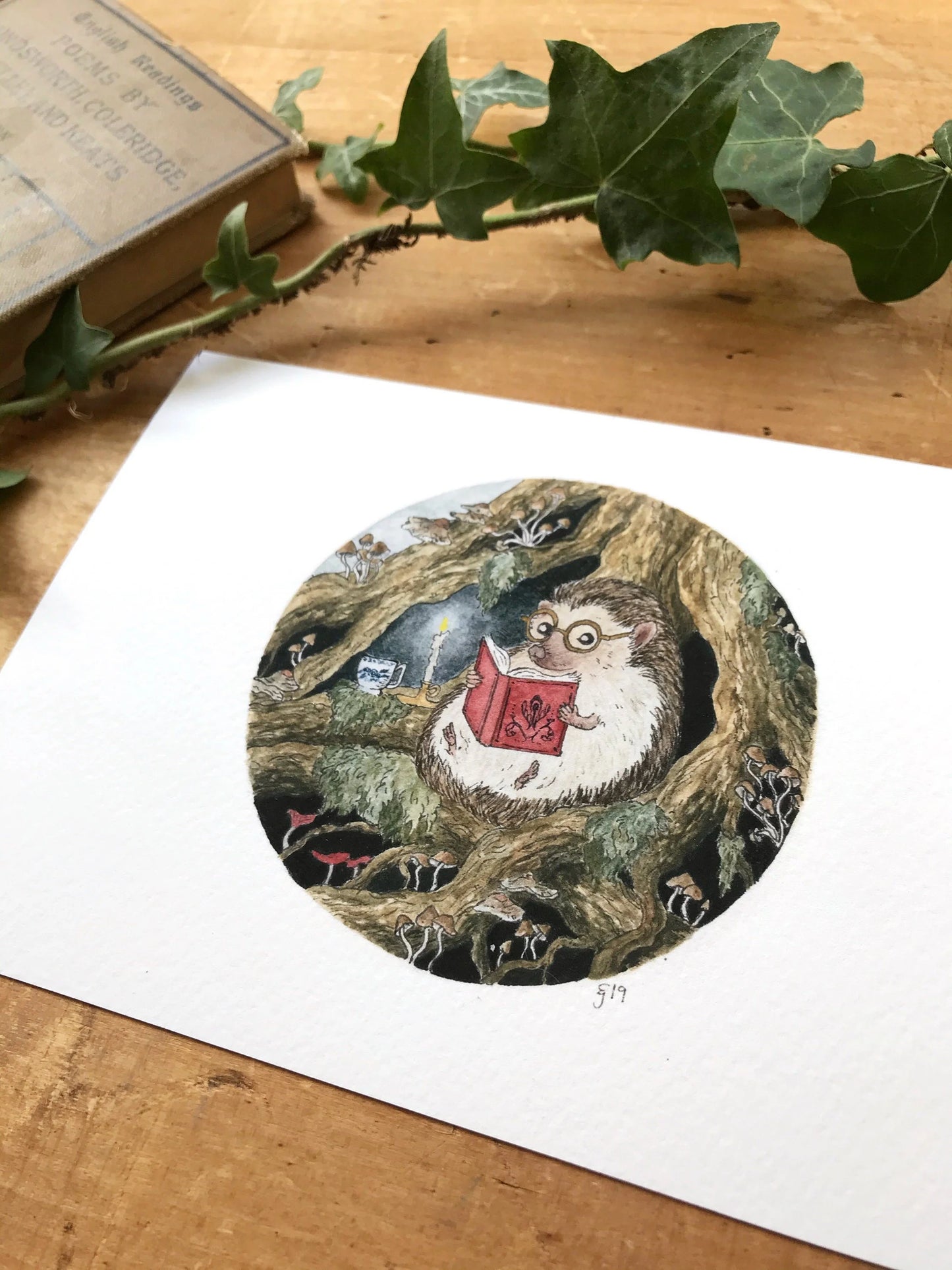 Reading Hedgehog Giclée Print