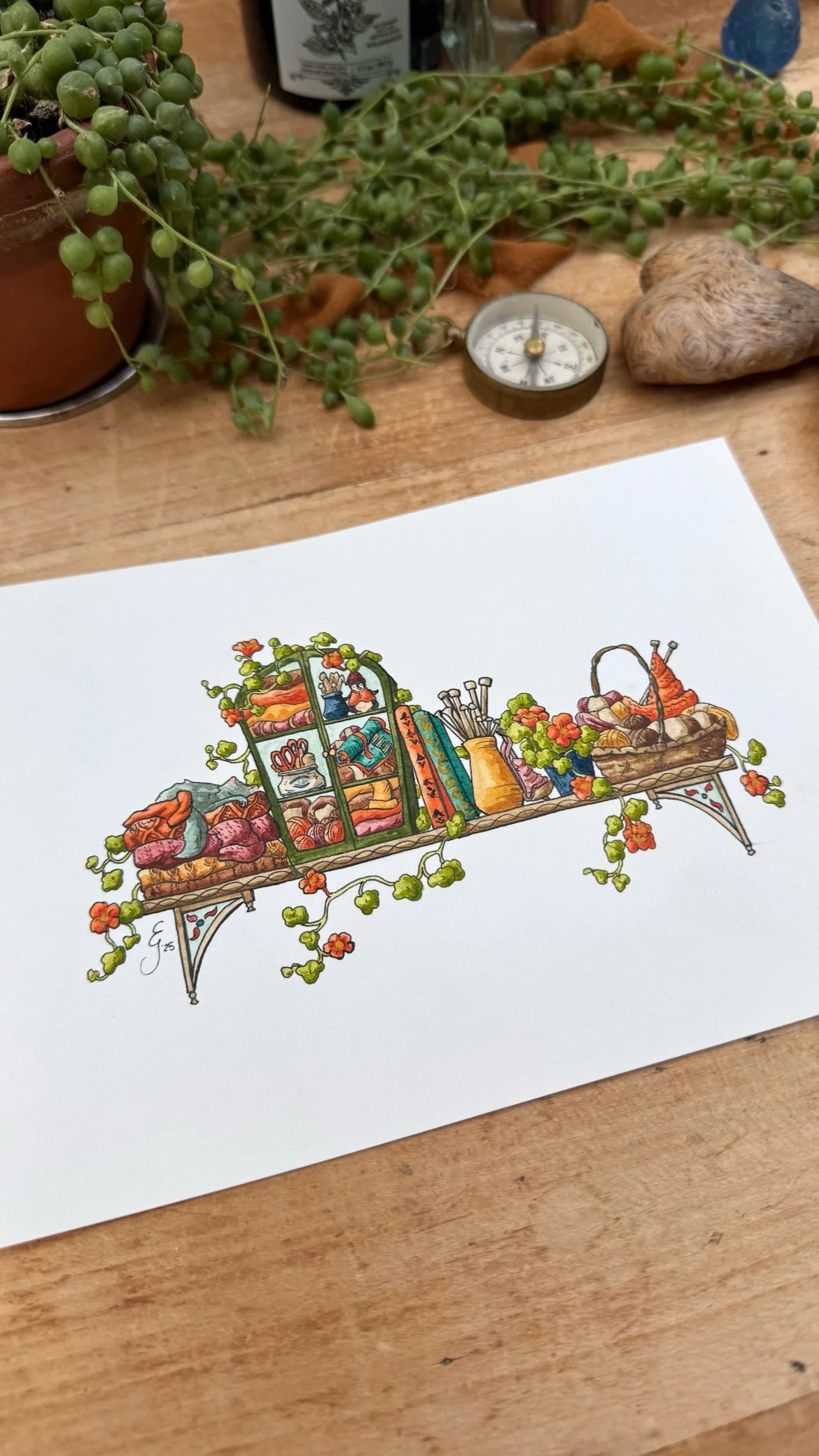 Original Mini Fiber Artist's Shelf Illustration