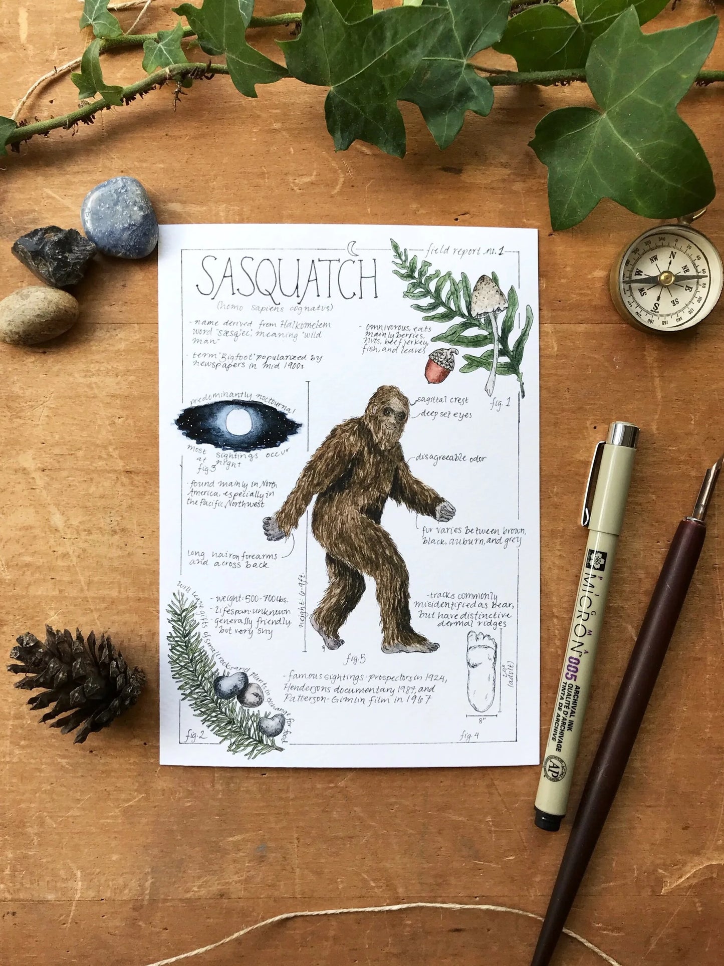 Sasquatch (Bigfoot) and Loch Ness Monster Field Reports Giclée Print Pair