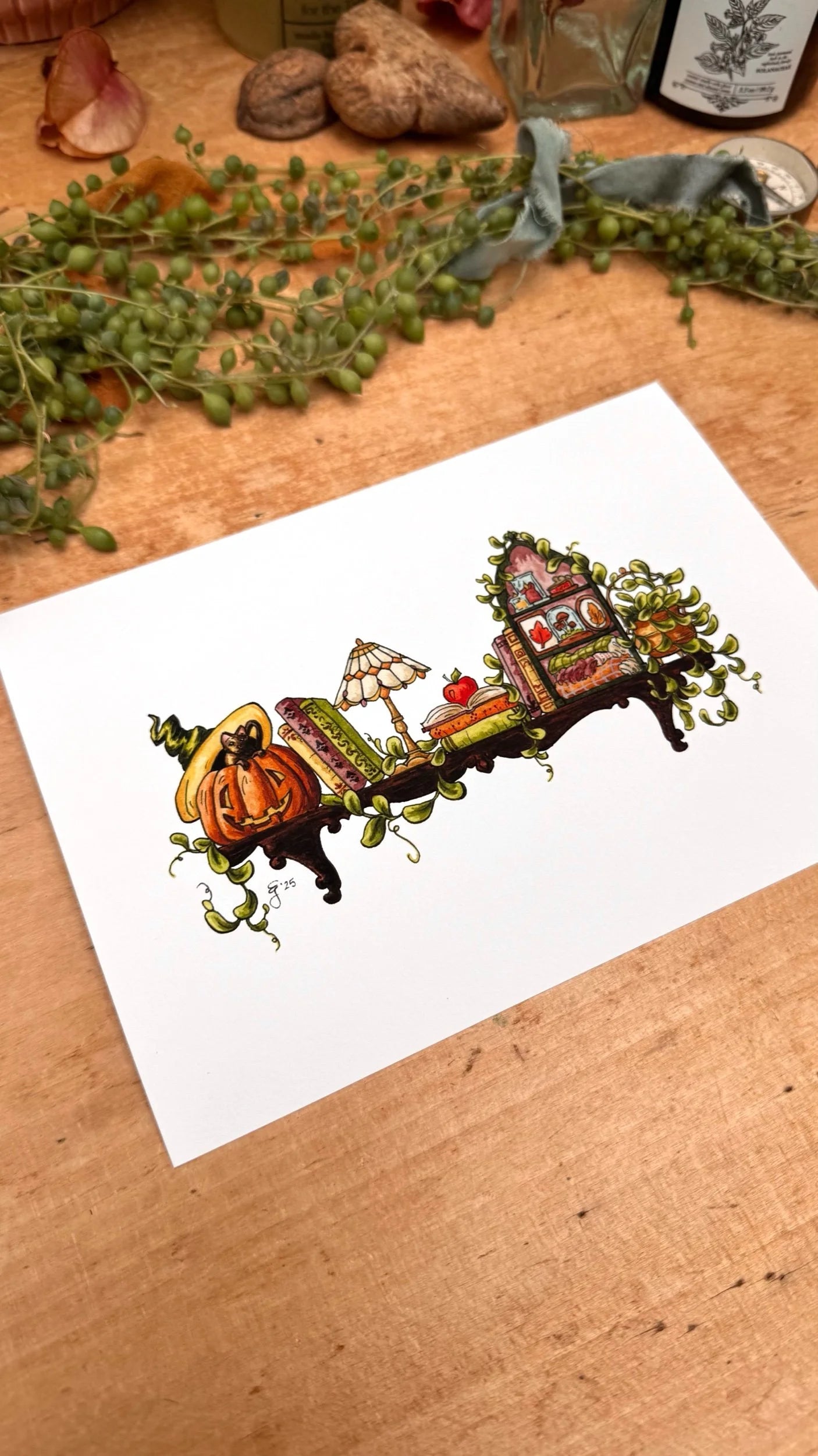 The Mini Autumn Witch's Shelf Giclée Print