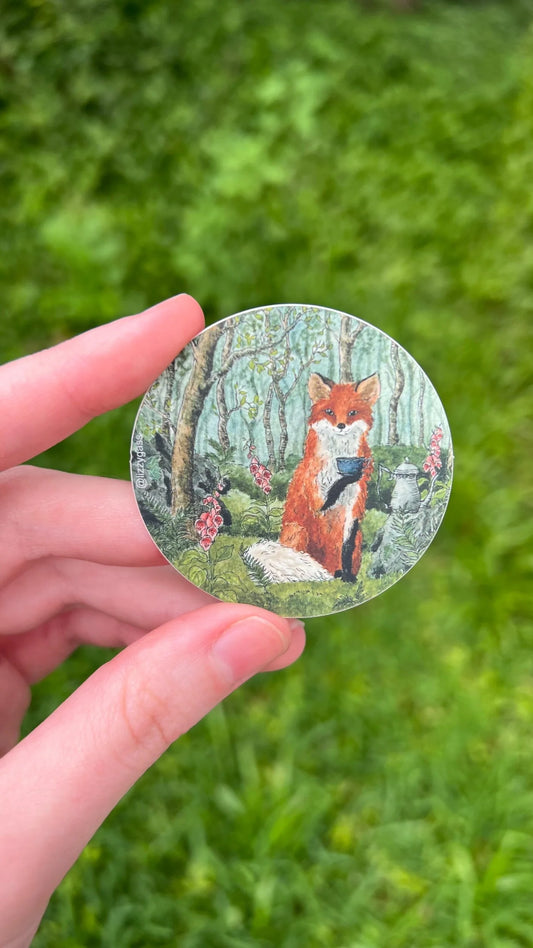 Fox and Foxgloves Sticker