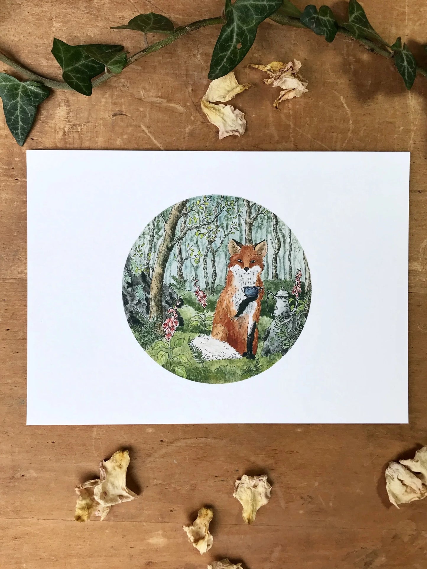Fox and Foxgloves Giclée Print