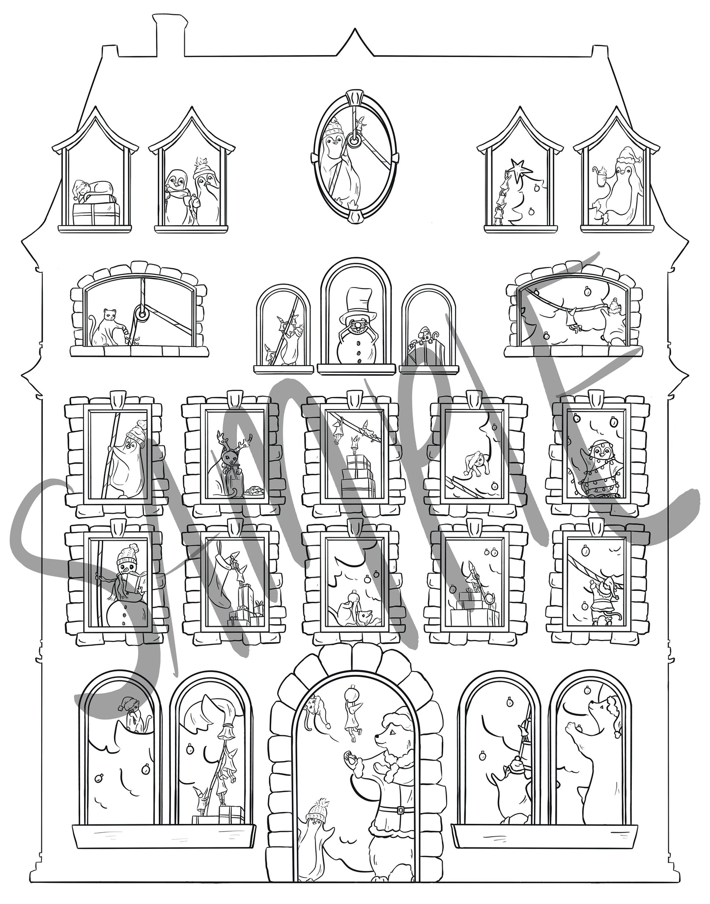 LINE ART VERSION - Christmas Advent Calendar Kit