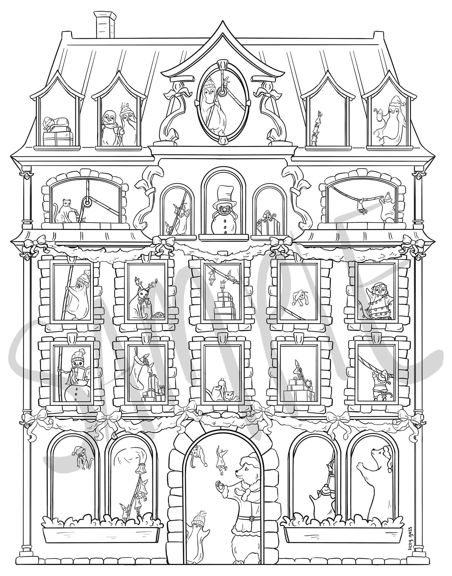 Christmas Advent Calendar Coloring Page