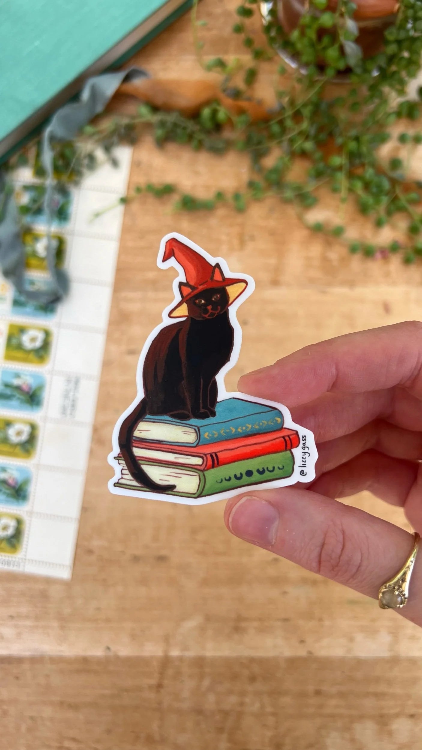 Black Cat and Books Sticker