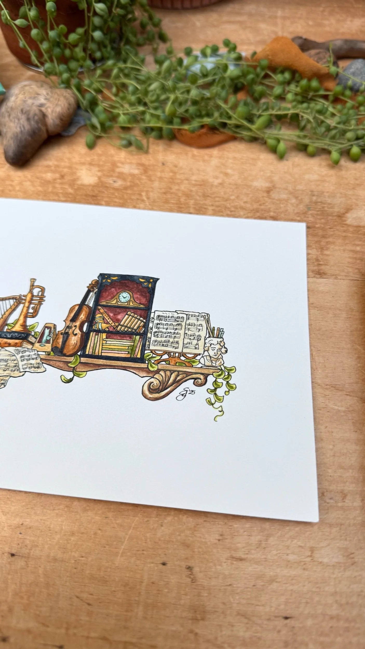 Original Mini Musician's Shelf Illustration