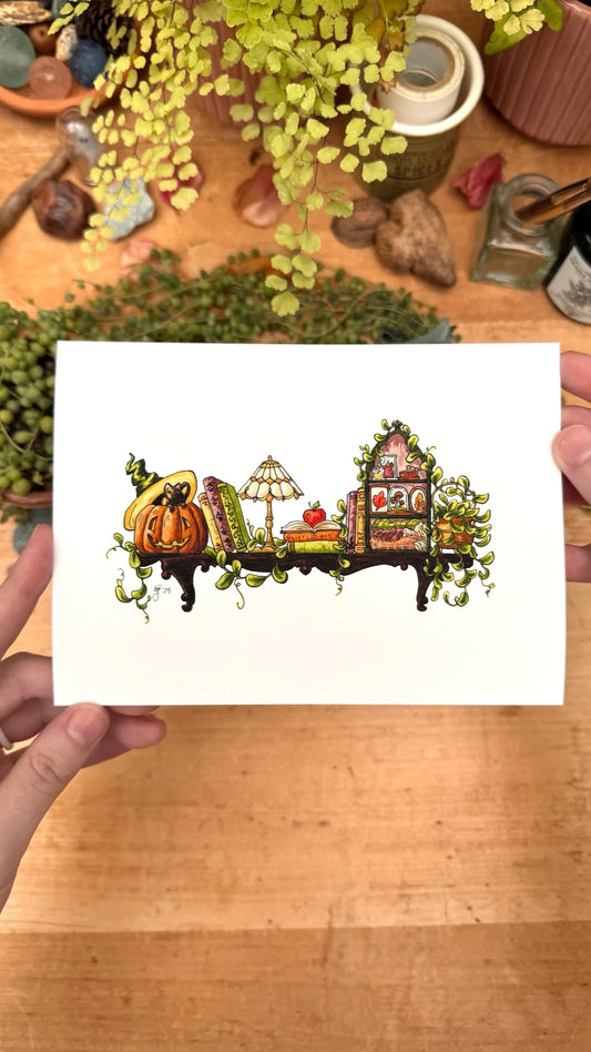 The Mini Autumn Witch's Shelf Giclée Print