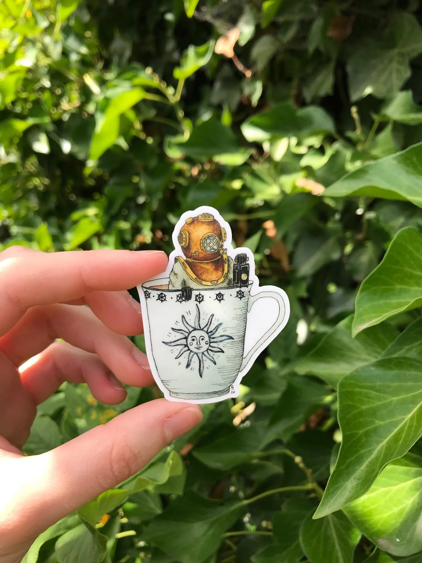 Diver in a Teacup Sticker