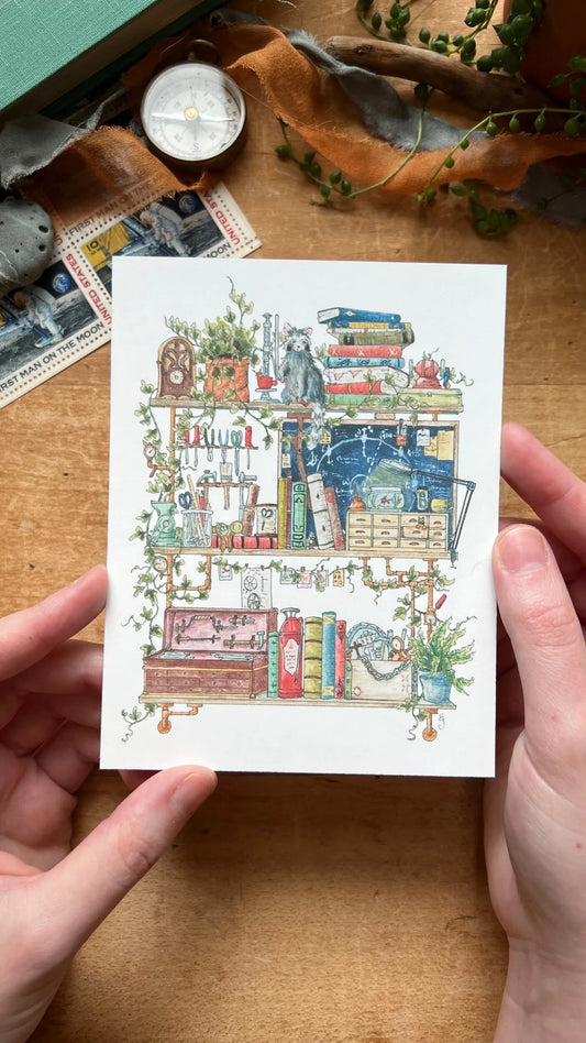 The Inventor's Shelves Postcard