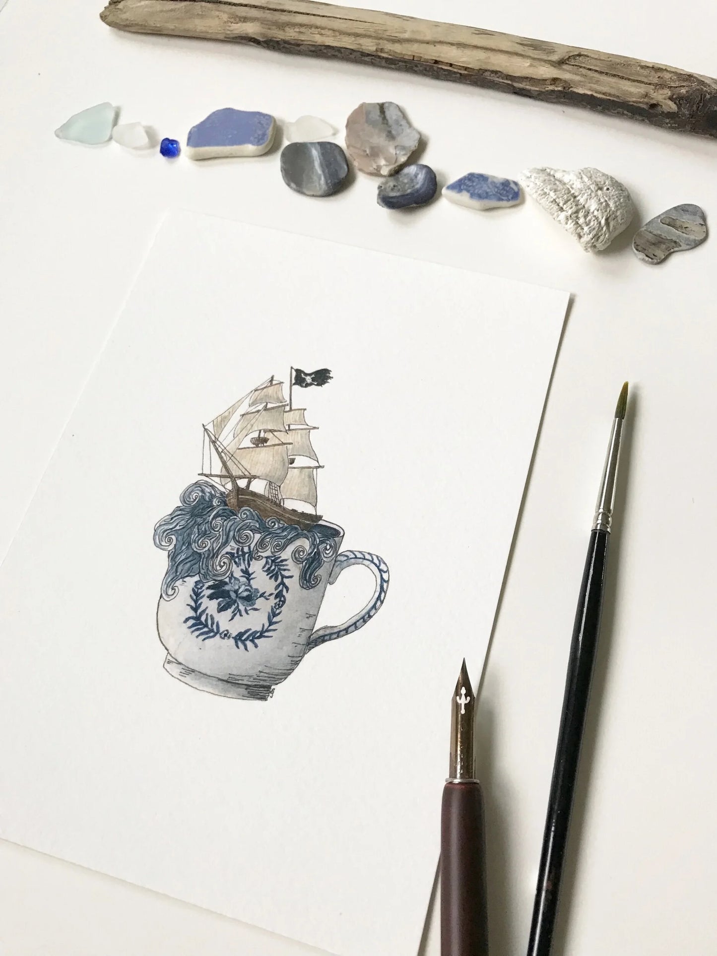 Pirate Ship in a Teacup Giclée Print