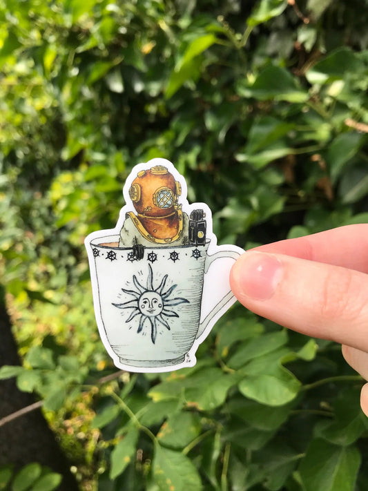 Diver in a Teacup Sticker