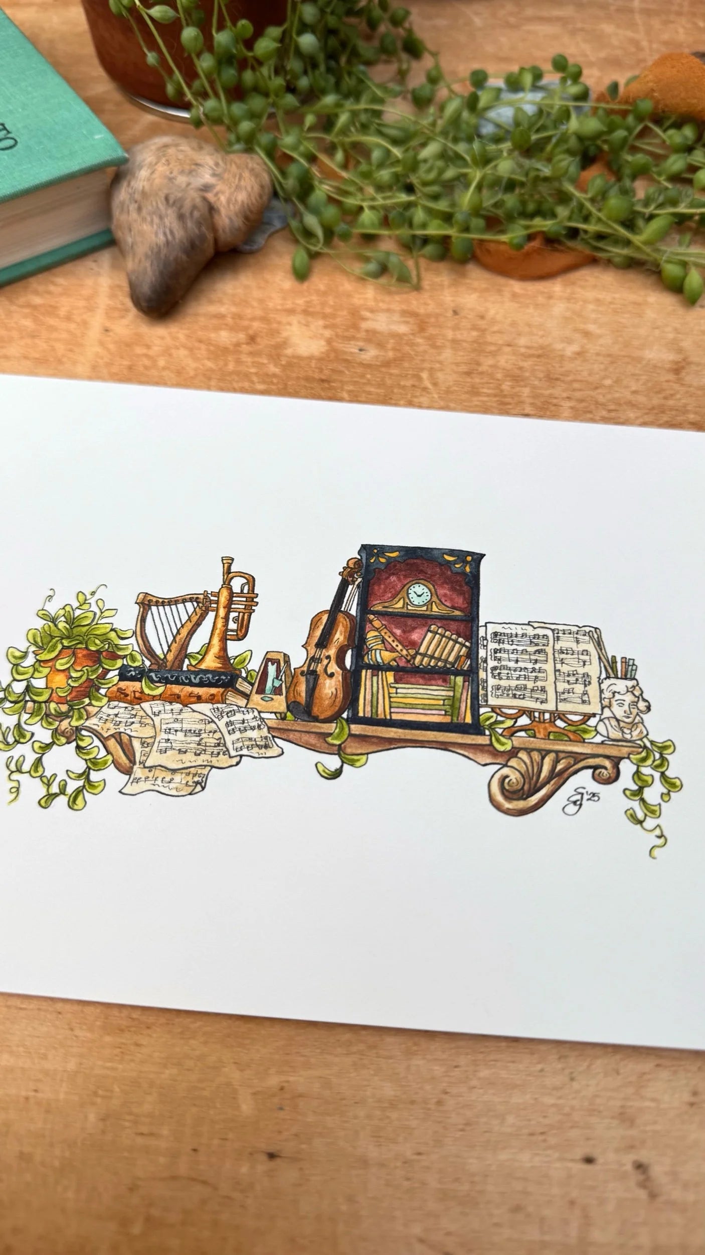 Original Mini Musician's Shelf Illustration