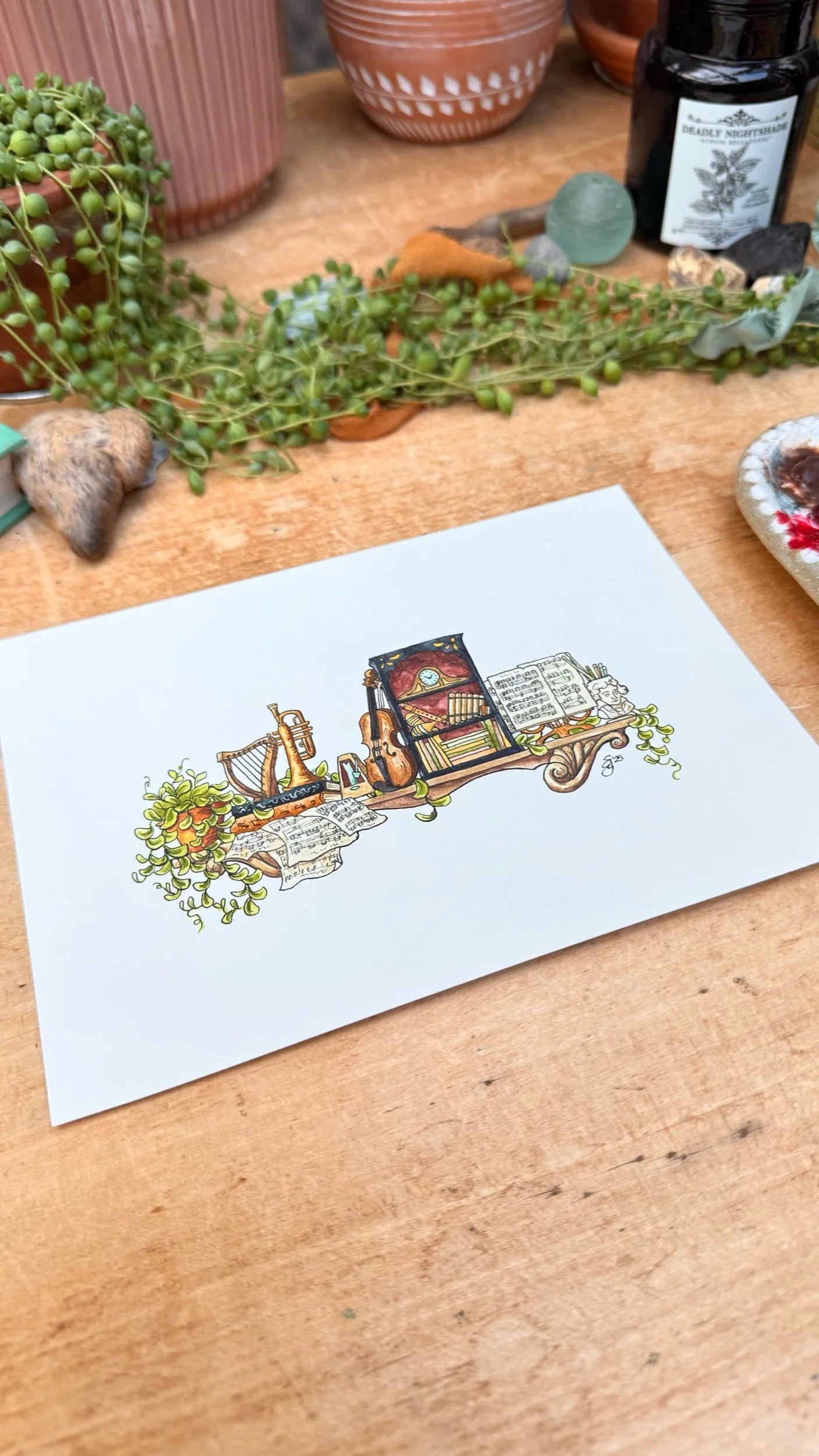 Original Mini Musician's Shelf Illustration