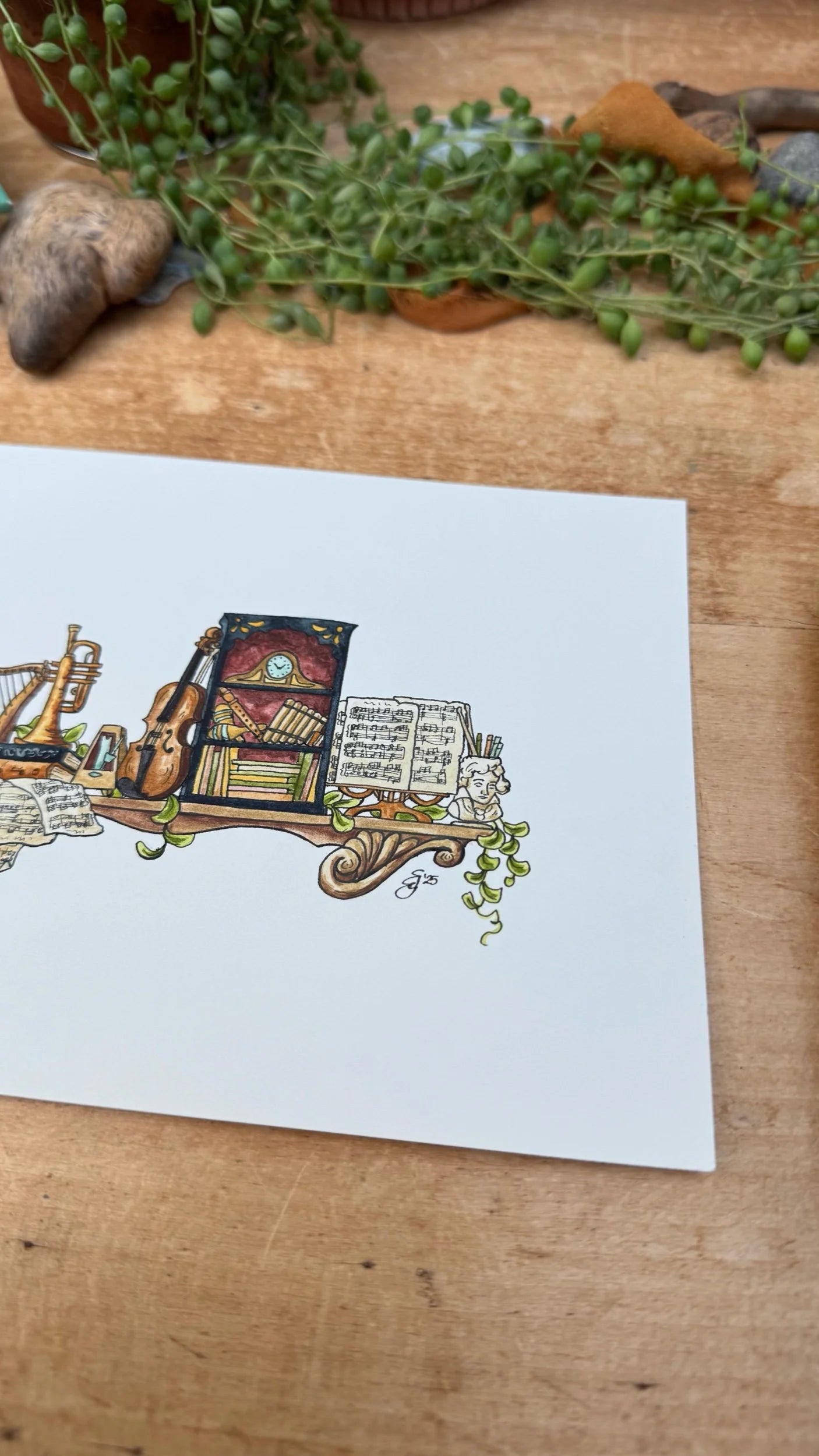 Original Mini Musician's Shelf Illustration