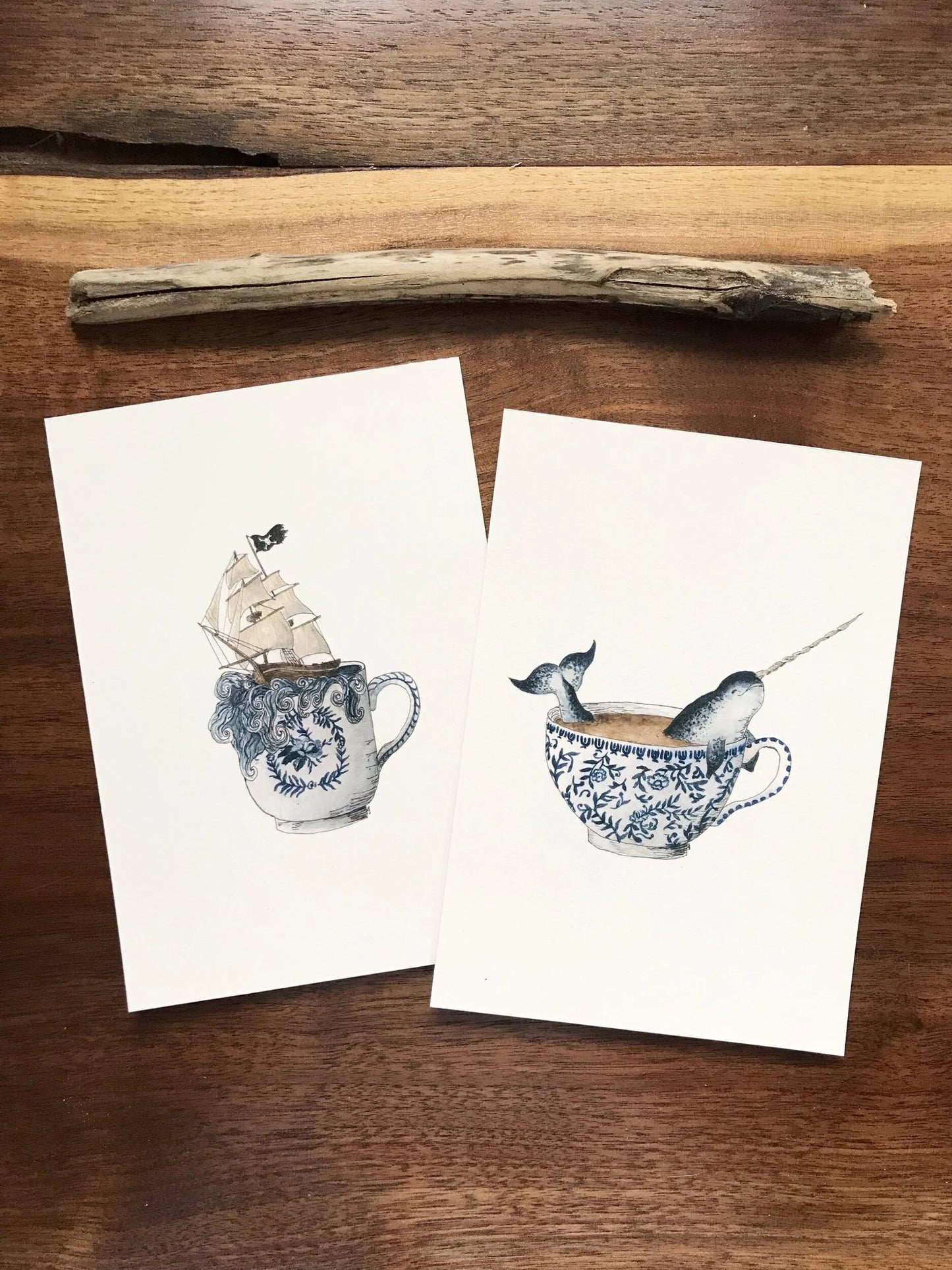 Nautical Teacup Giclée Print Pair