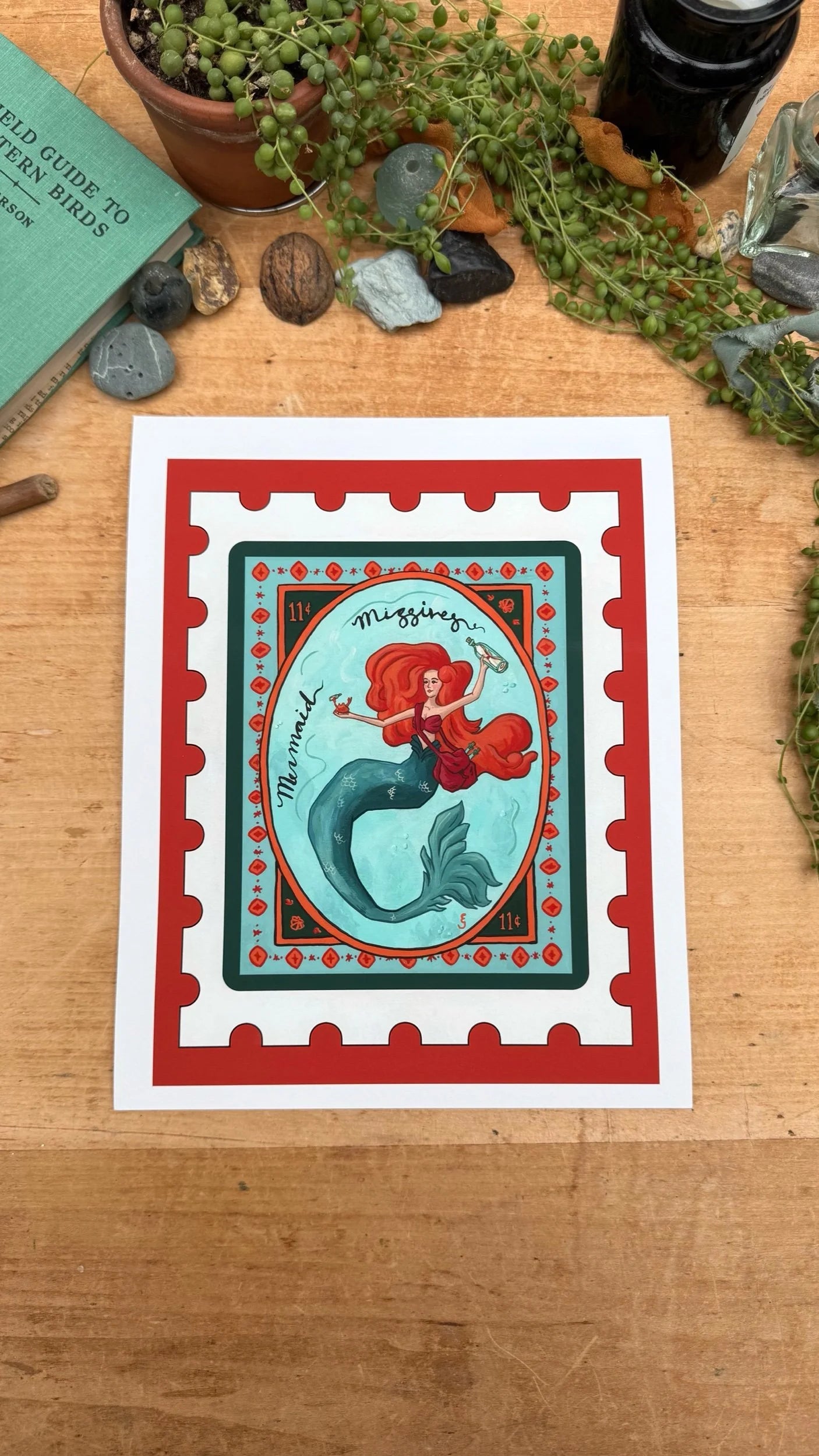 Mermaid Missives Stamp Print