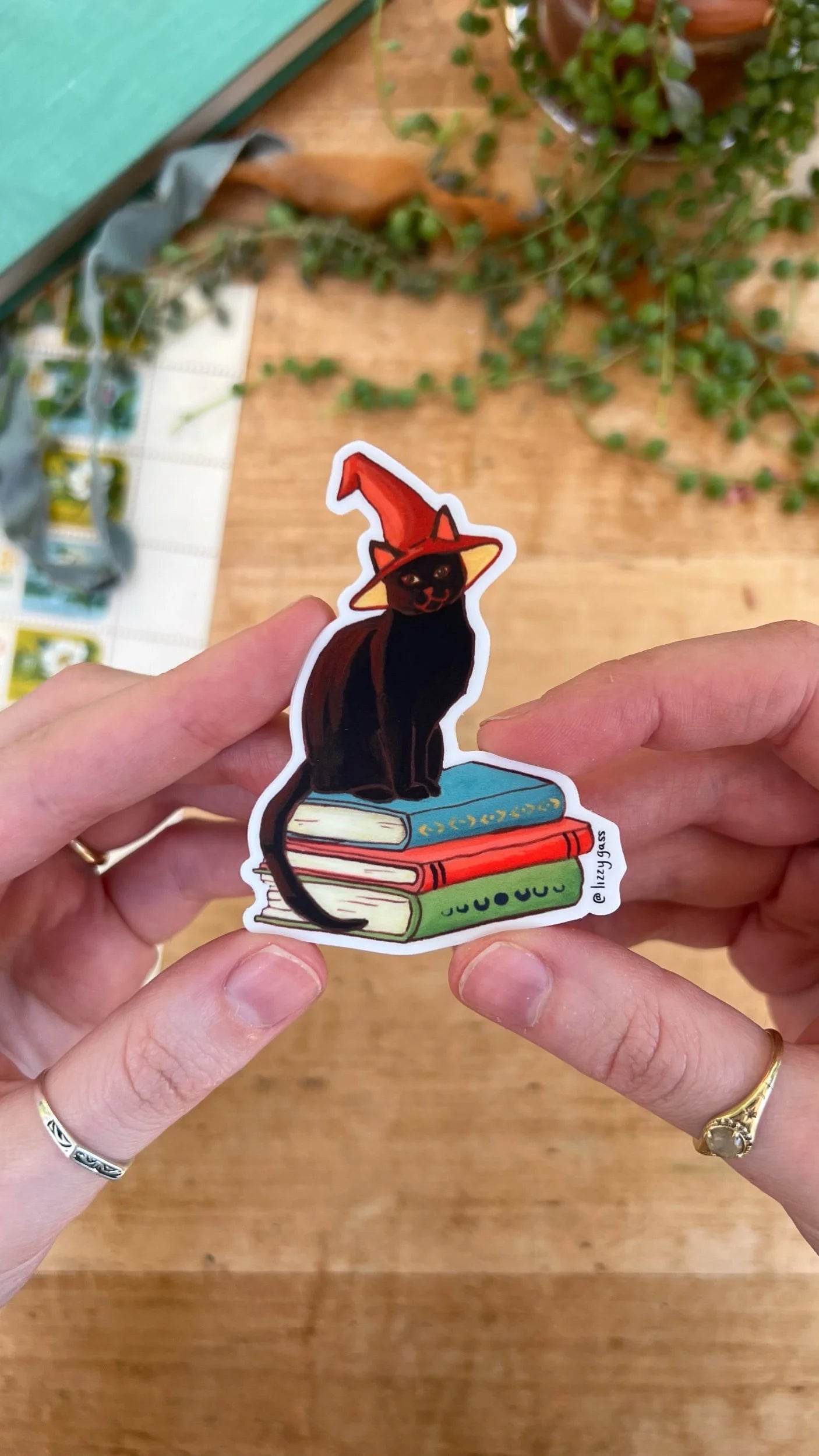Black Cat and Books Sticker