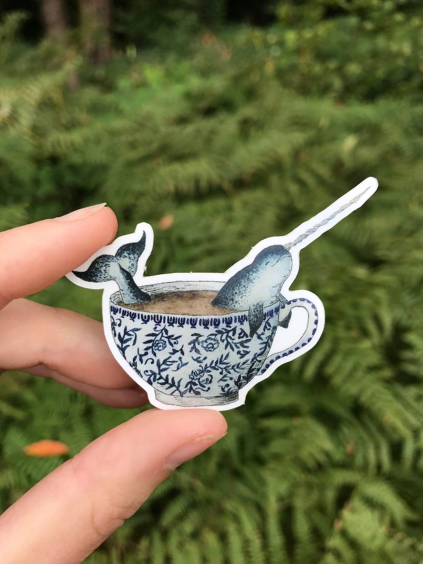 Narwhal in a Teacup Sticker
