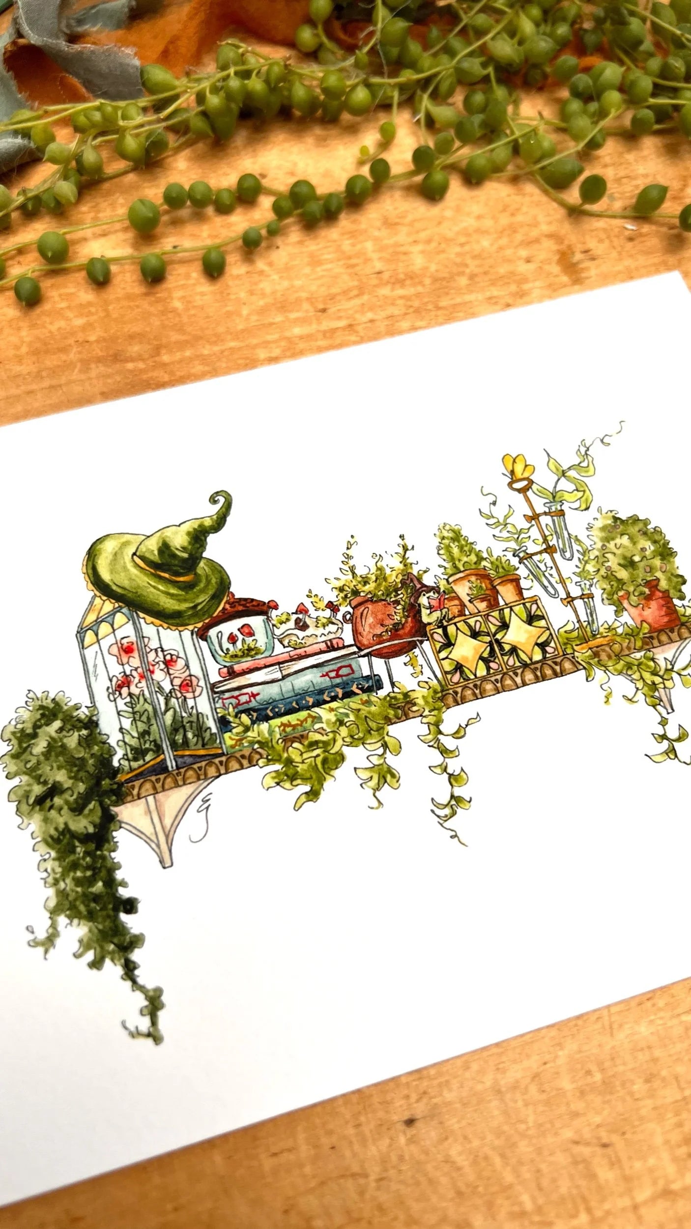 The Mini Garden Witch's Shelf Giclée Print