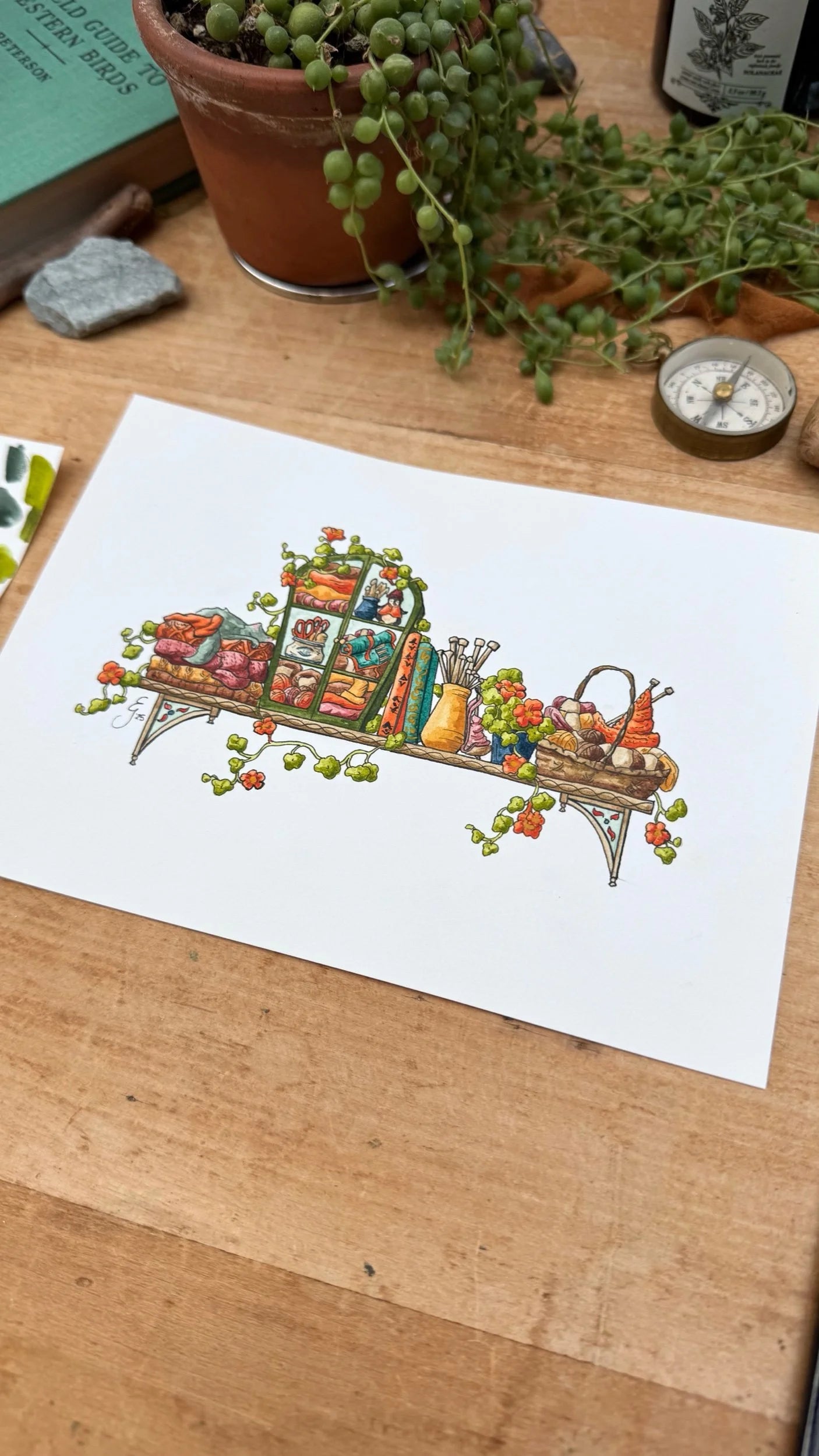 Original Mini Fiber Artist's Shelf Illustration
