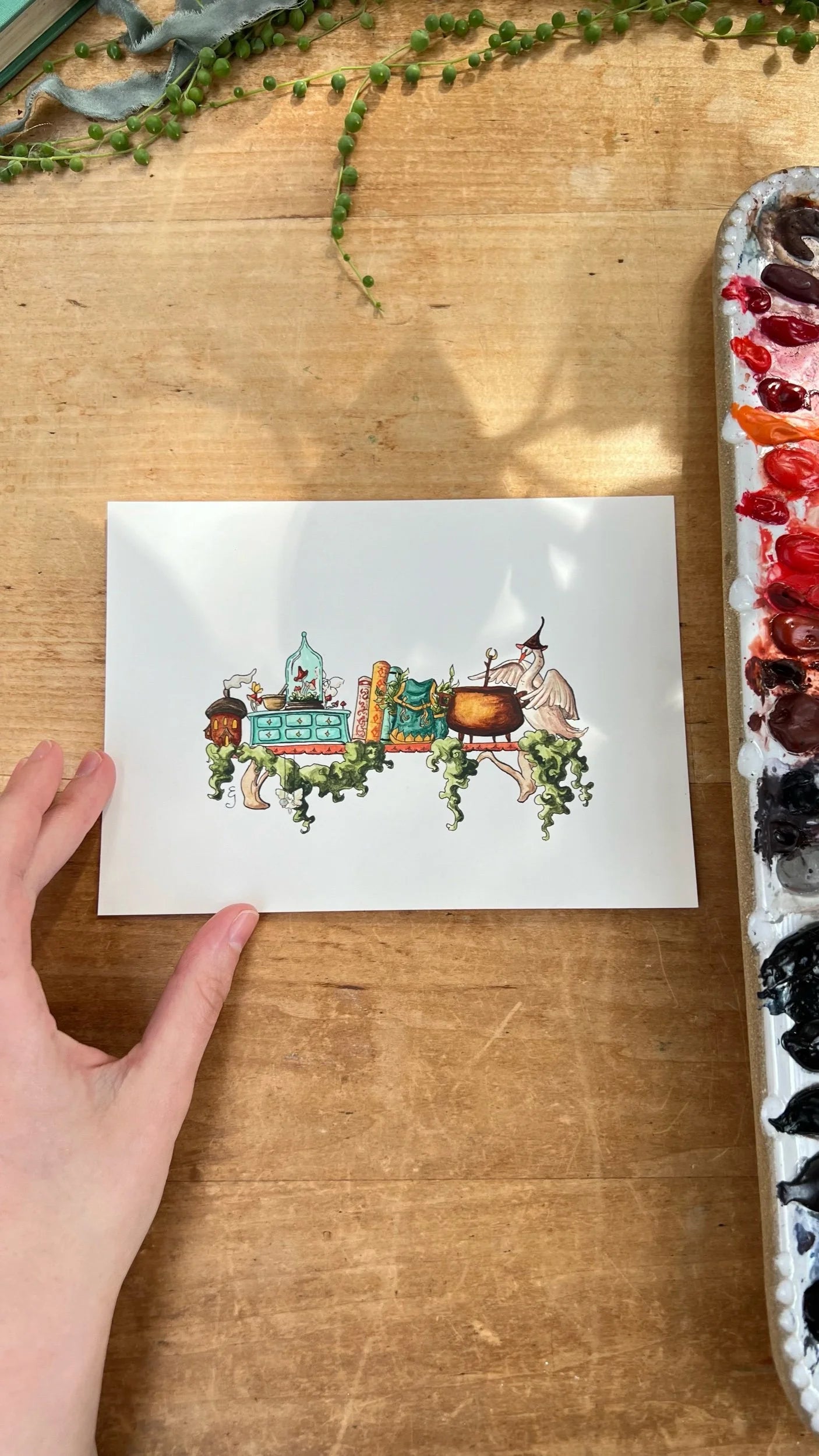 Original Mini Fairy Witch's Shelf Illustration