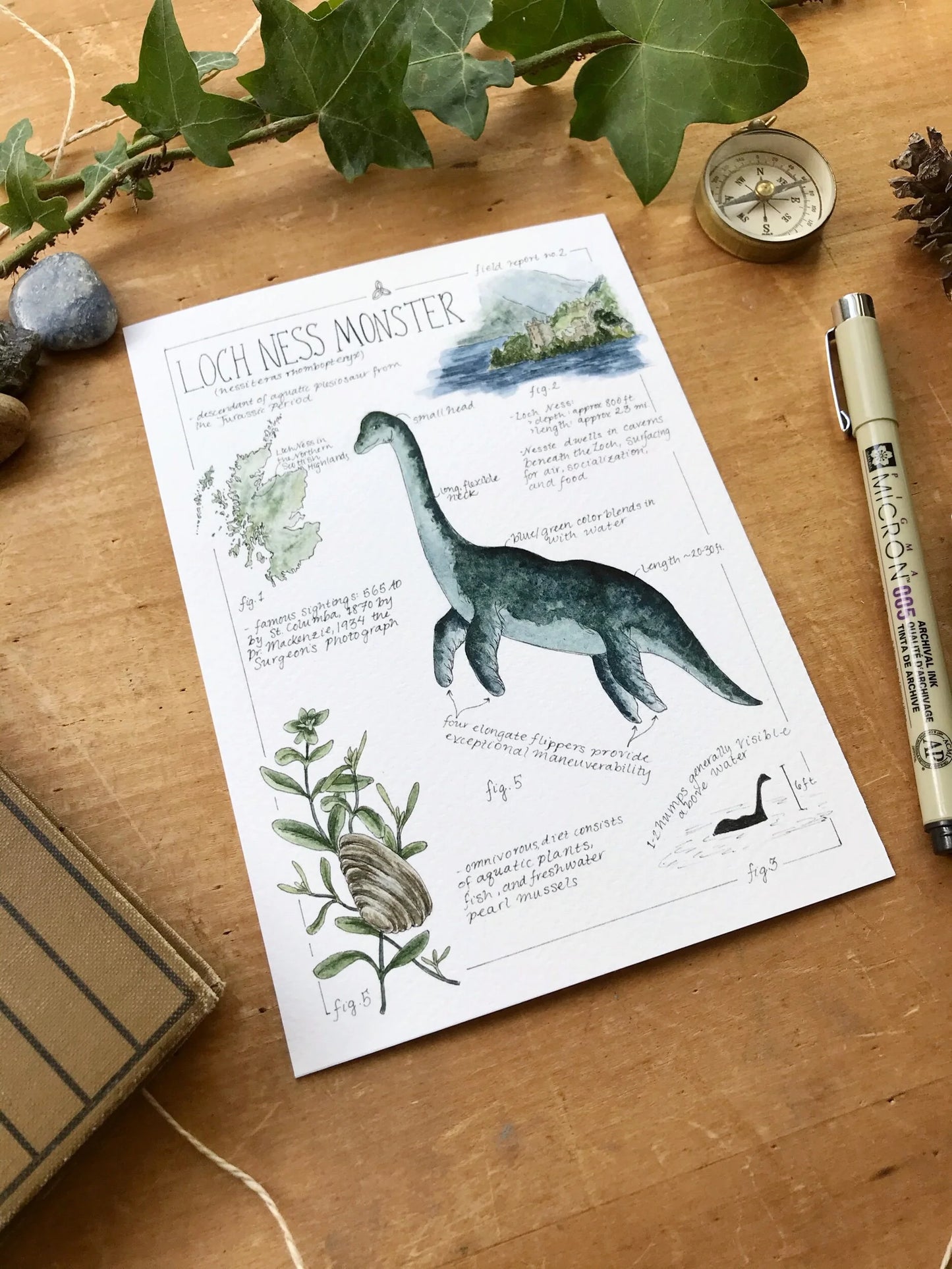 Loch Ness Monster (Nessie) Field Report Giclée Print