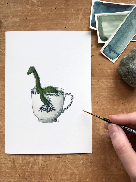 Loch Ness Monster in a Teacup Giclée Print