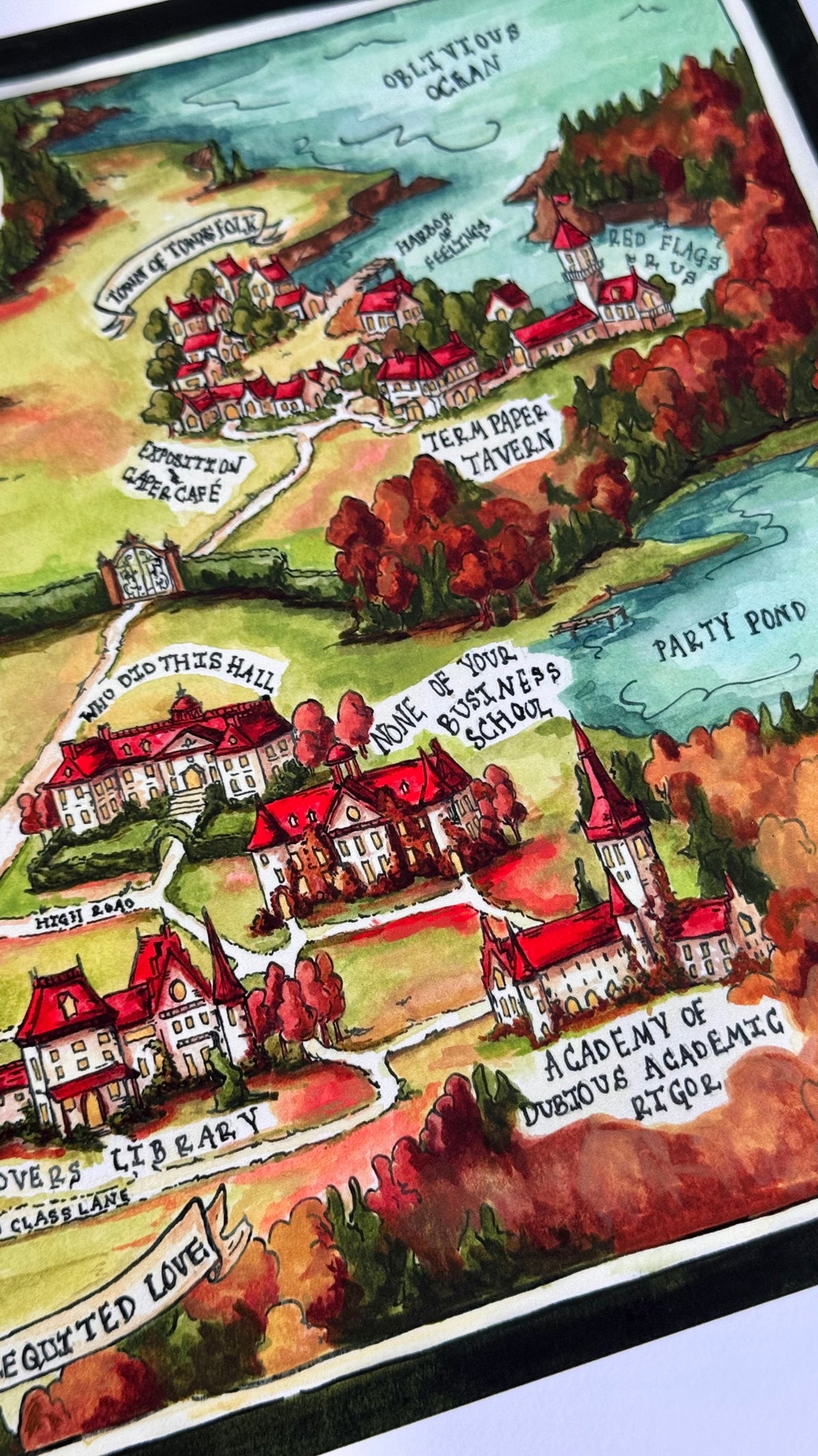 Dubious Map of College Romance Print