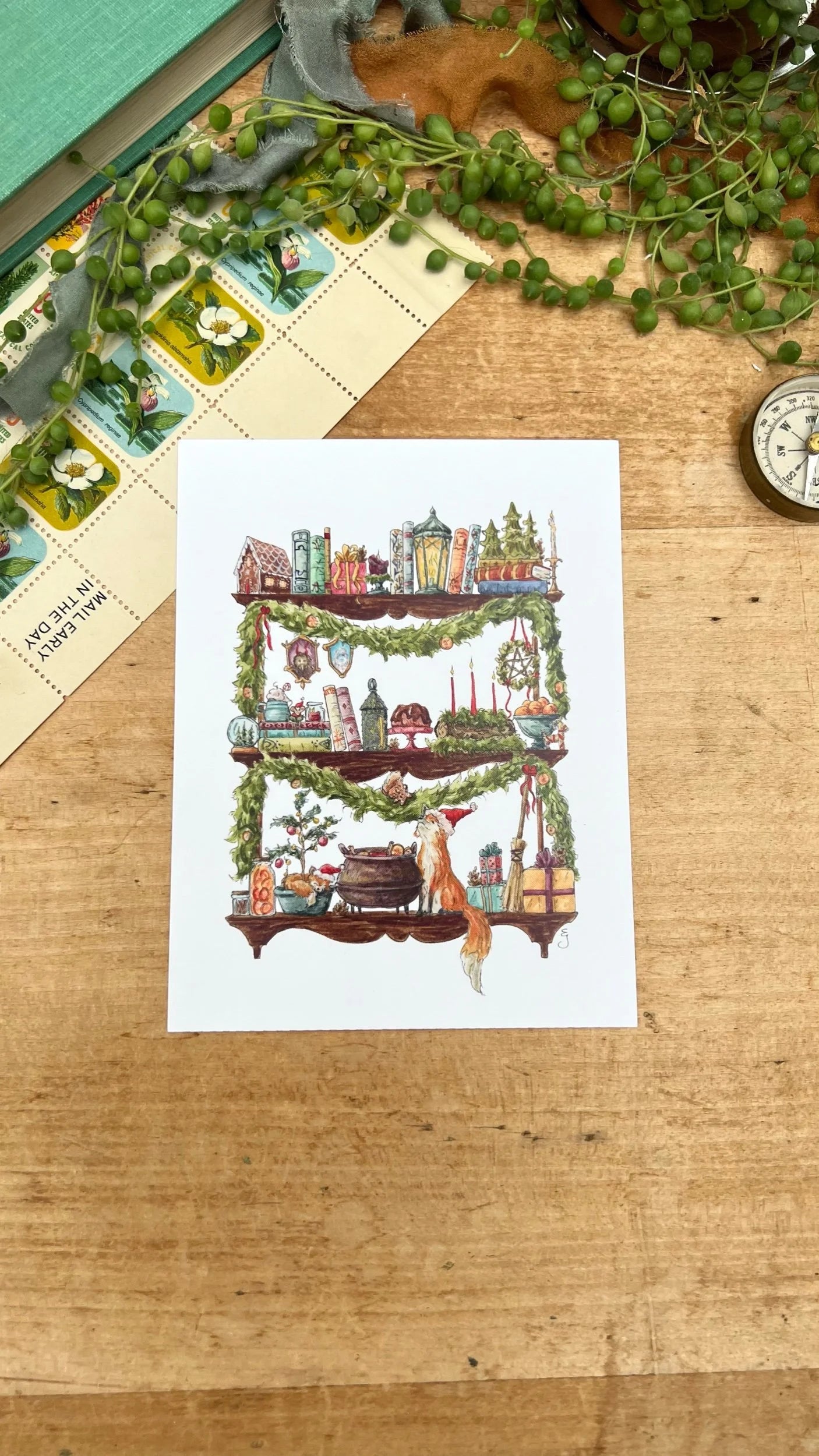 The Christmas Witch's Shelves Postcard