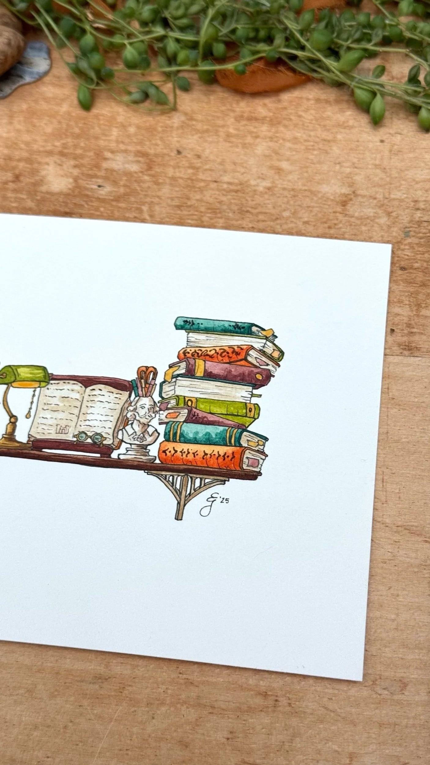 Original Mini Librarian's Shelf Illustration