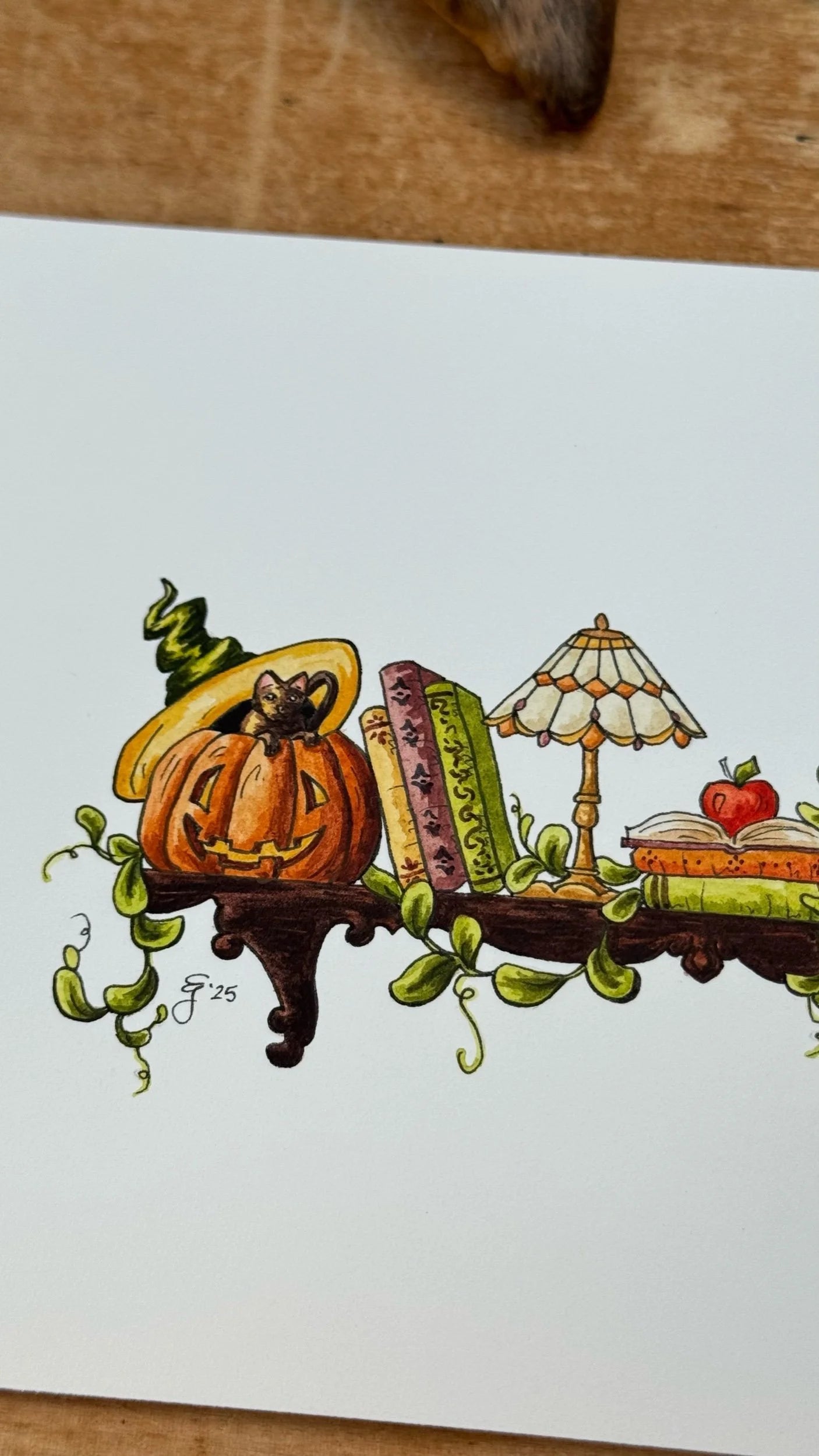 Original Mini Autumn Witch's Shelf Illustration