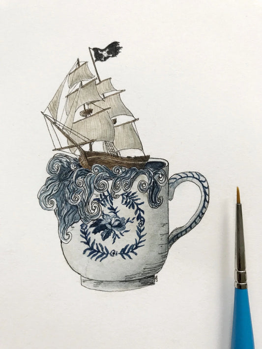 Pirate Ship in a Teacup Giclée Print