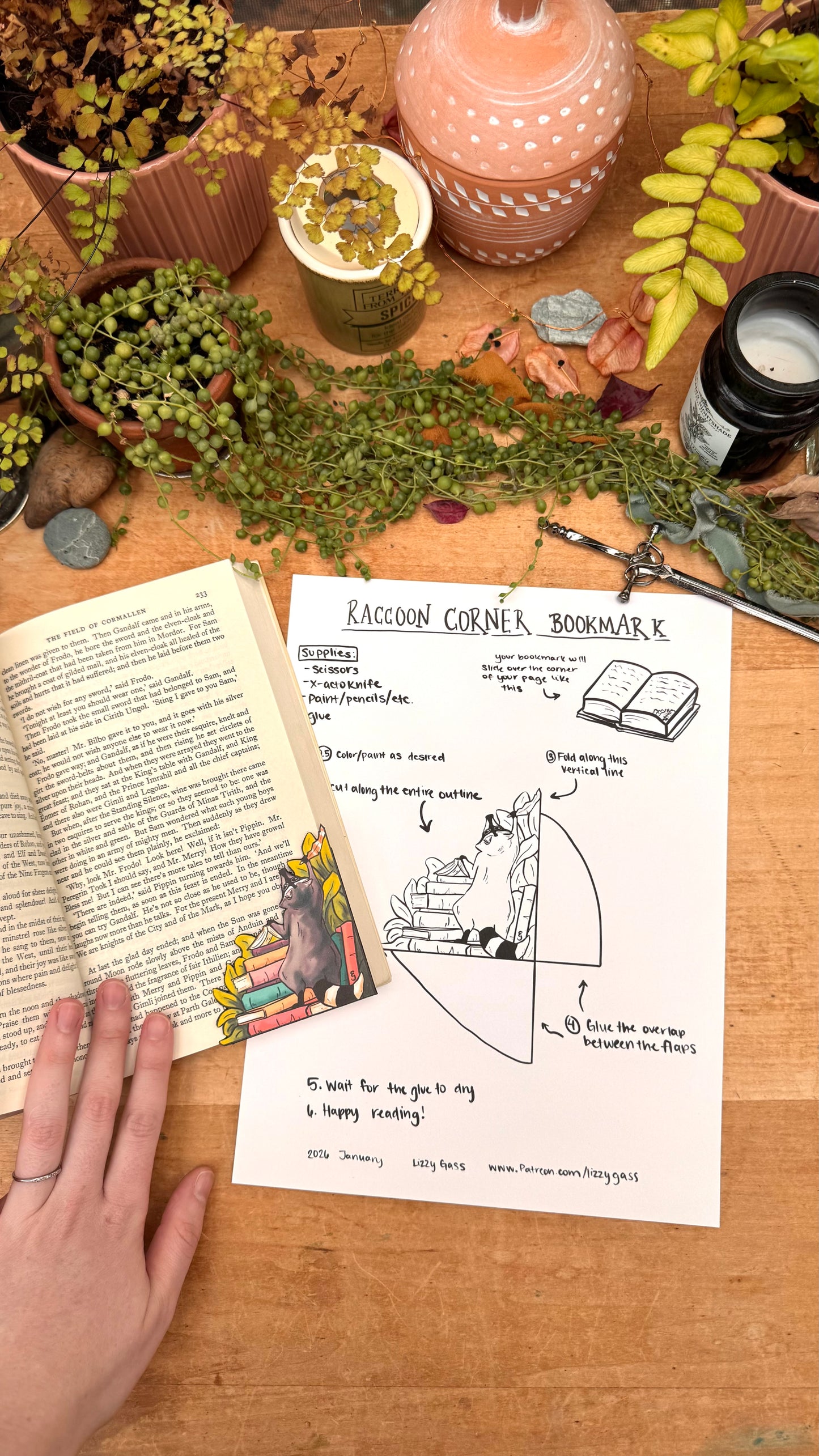 Raccoon Bookmark Digital Download Kit