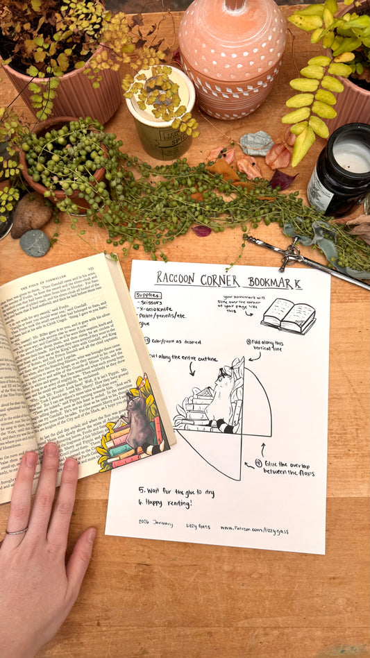Raccoon Bookmark Digital Download Kit
