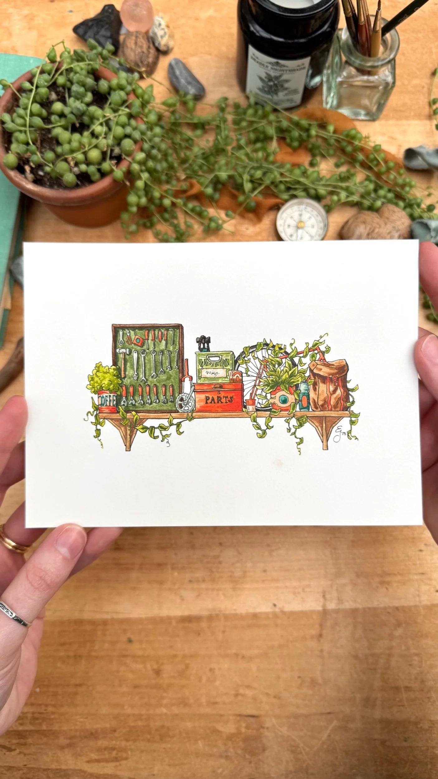 Original Mini Cyclist's Shelf Illustration