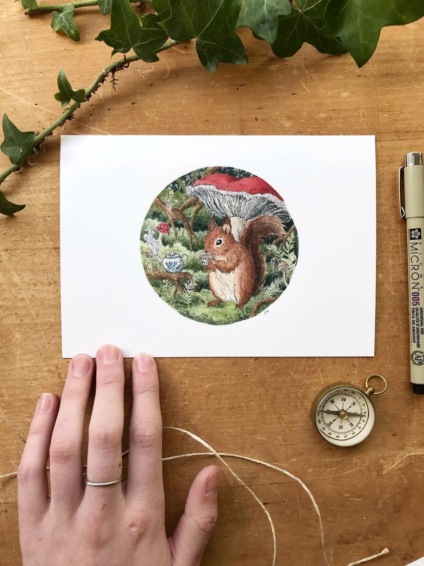 Squirrel and Red Mushroom Giclée Print